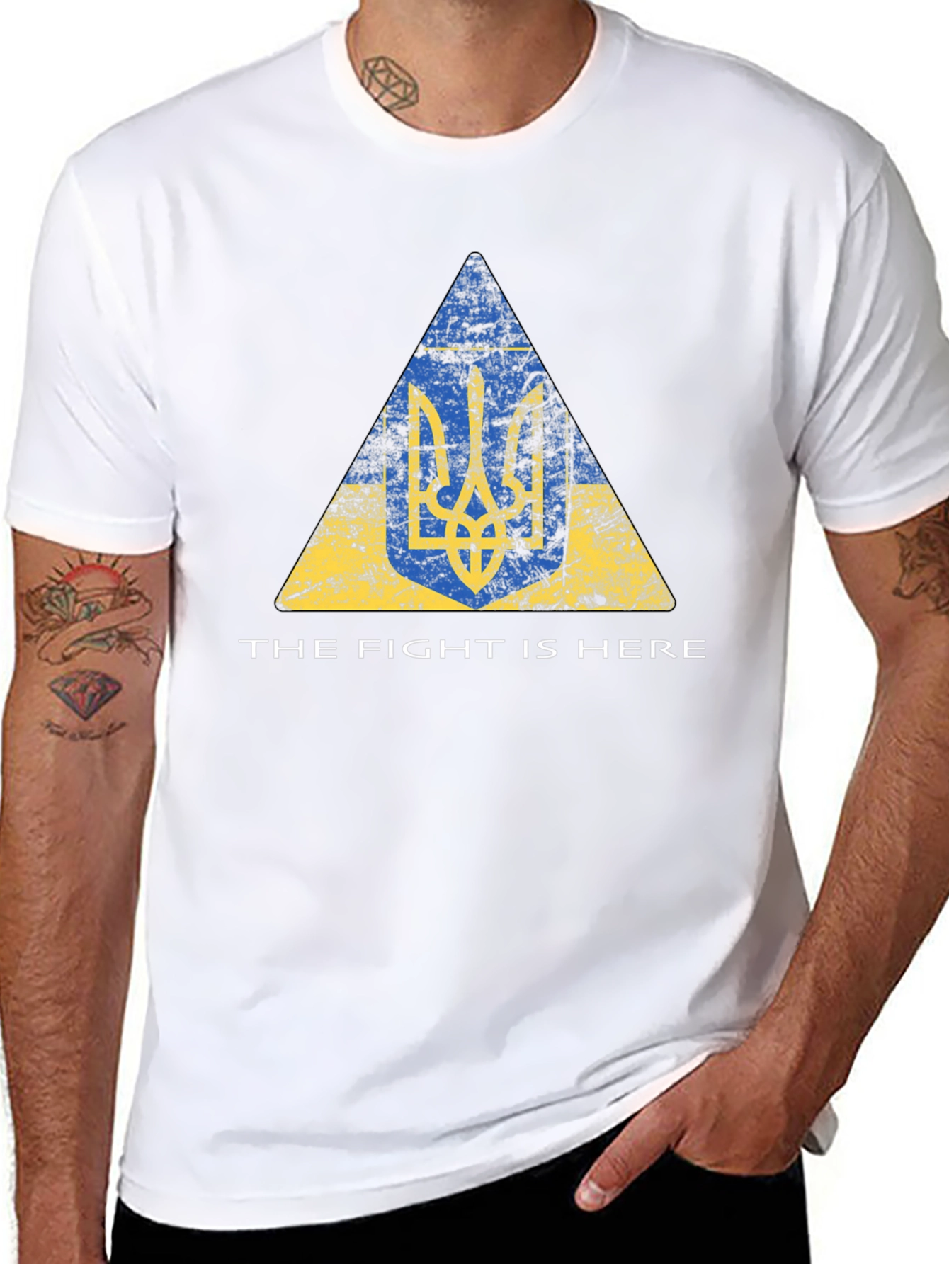 Ukraine Trident Flag T-Shirt - The Fight Is Here