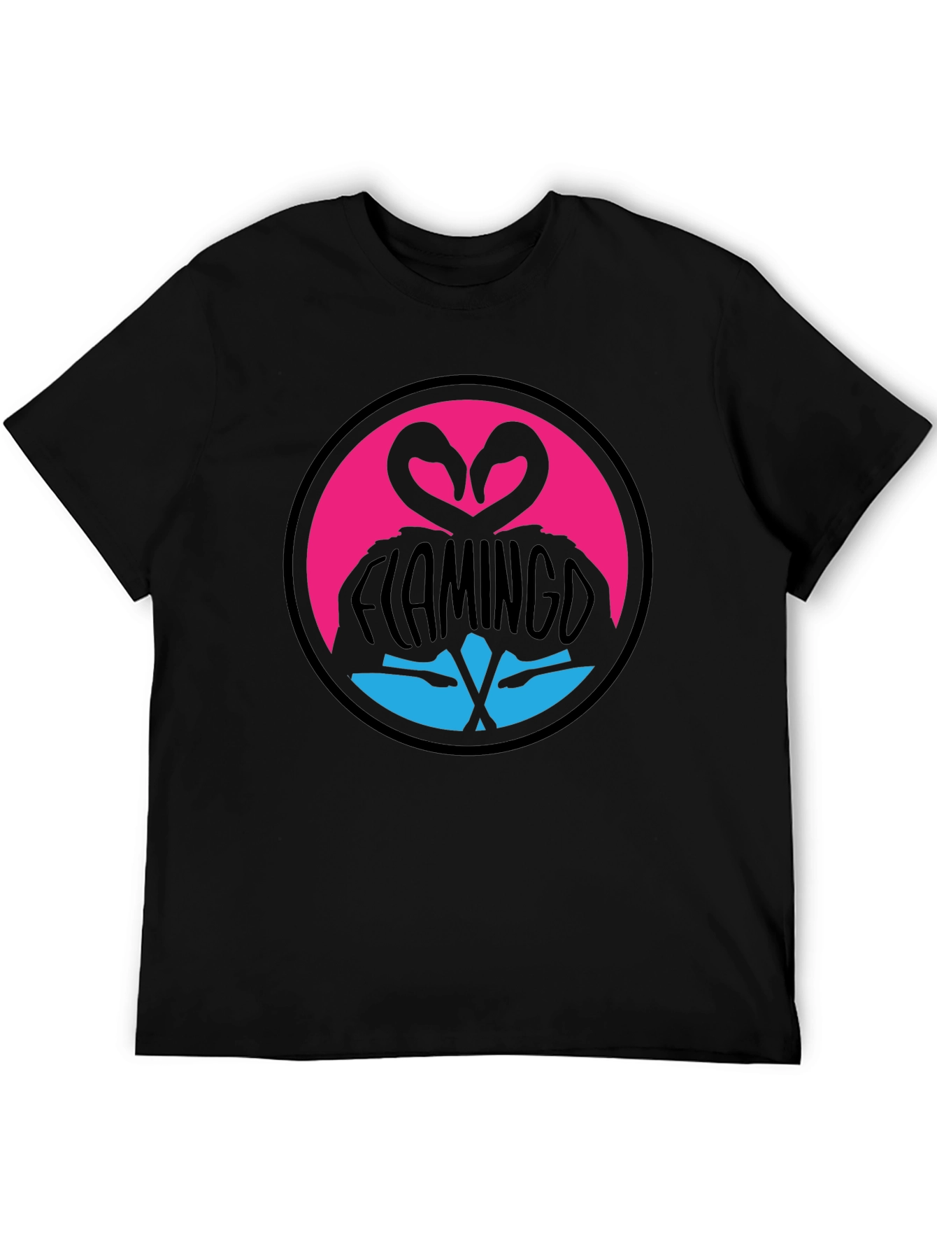 Flamingo Heart T-Shirt - Graphic Print Crew Neck Tee