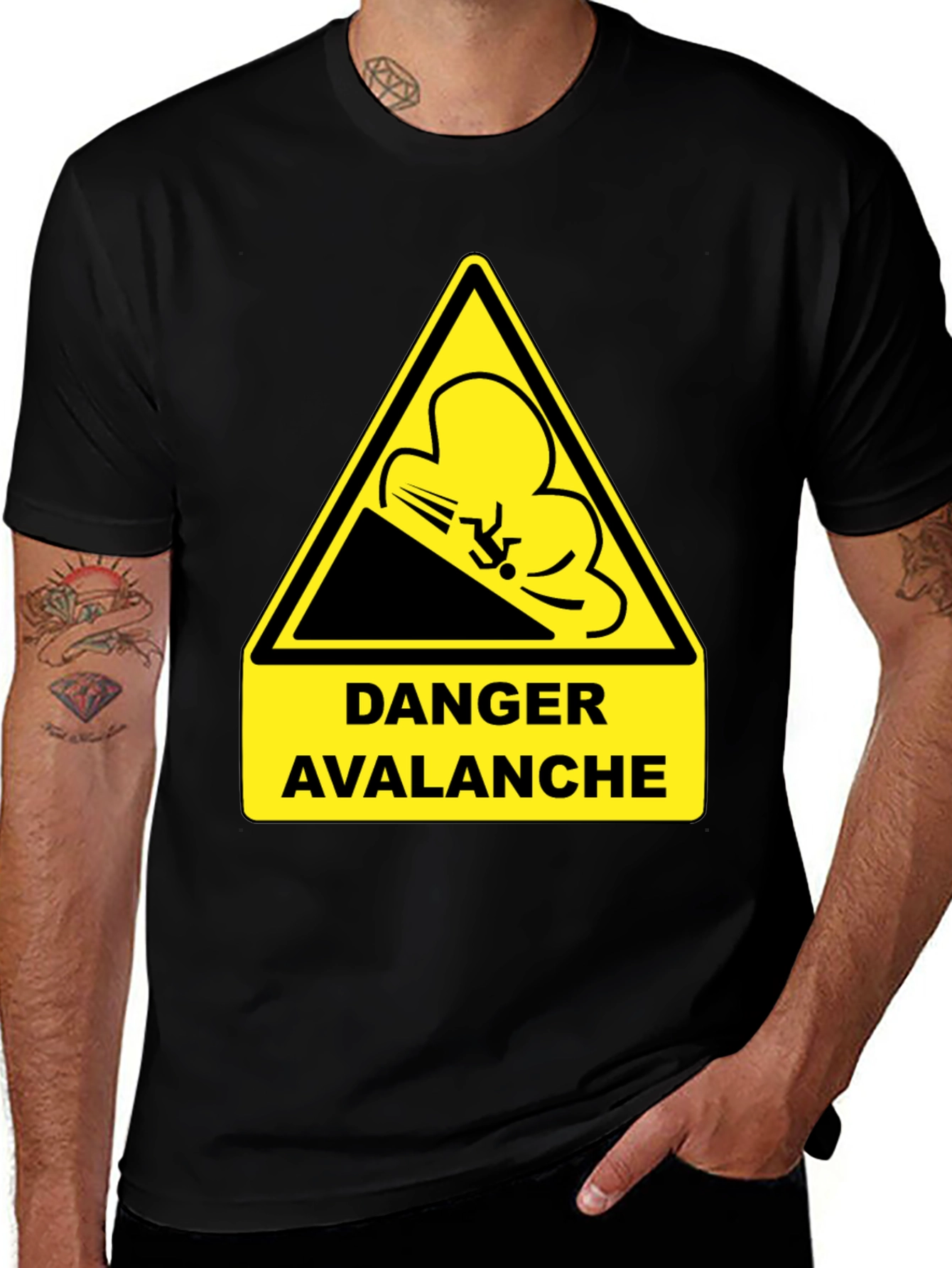 Danger Avalanche Warning Black T-Shirt