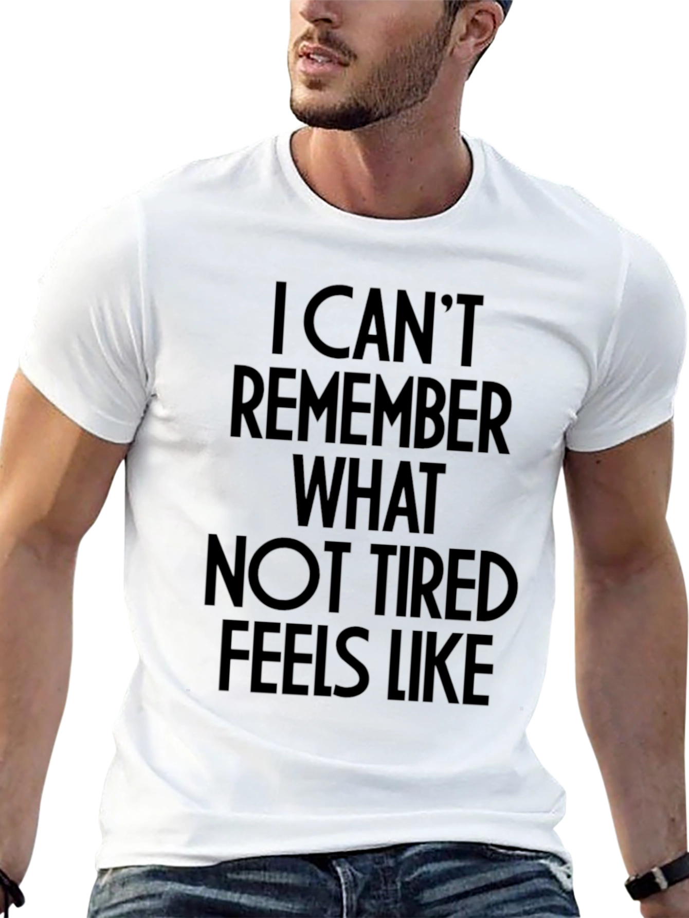 Funny Tired Slogan Black T-Shirt