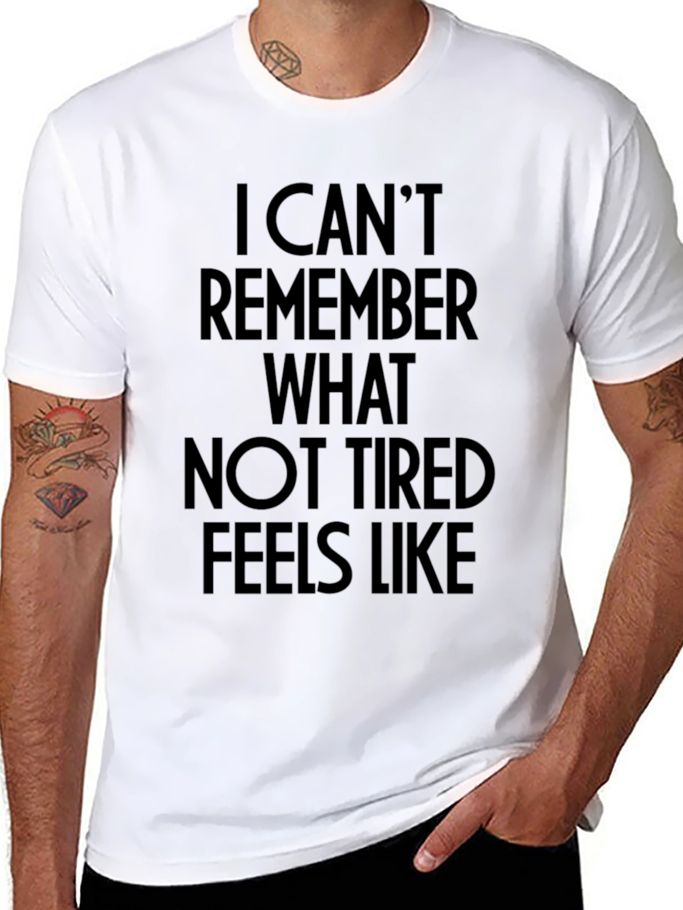 Funny Tired Slogan Black T-Shirt