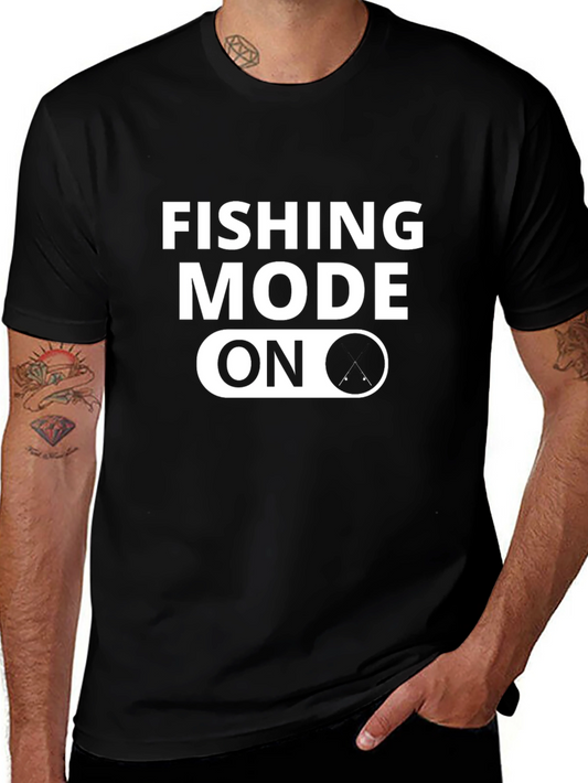 Fishing Mode On Black T-Shirt