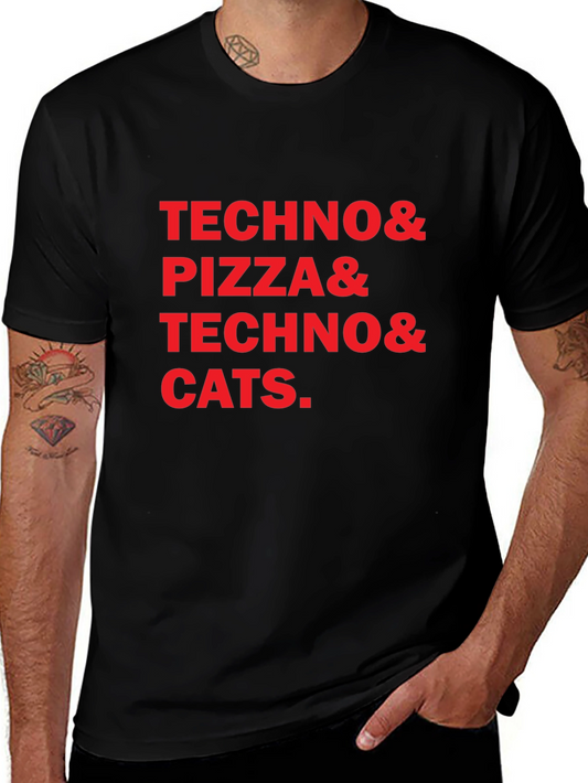 Techno Pizza Cats Graphic Tee