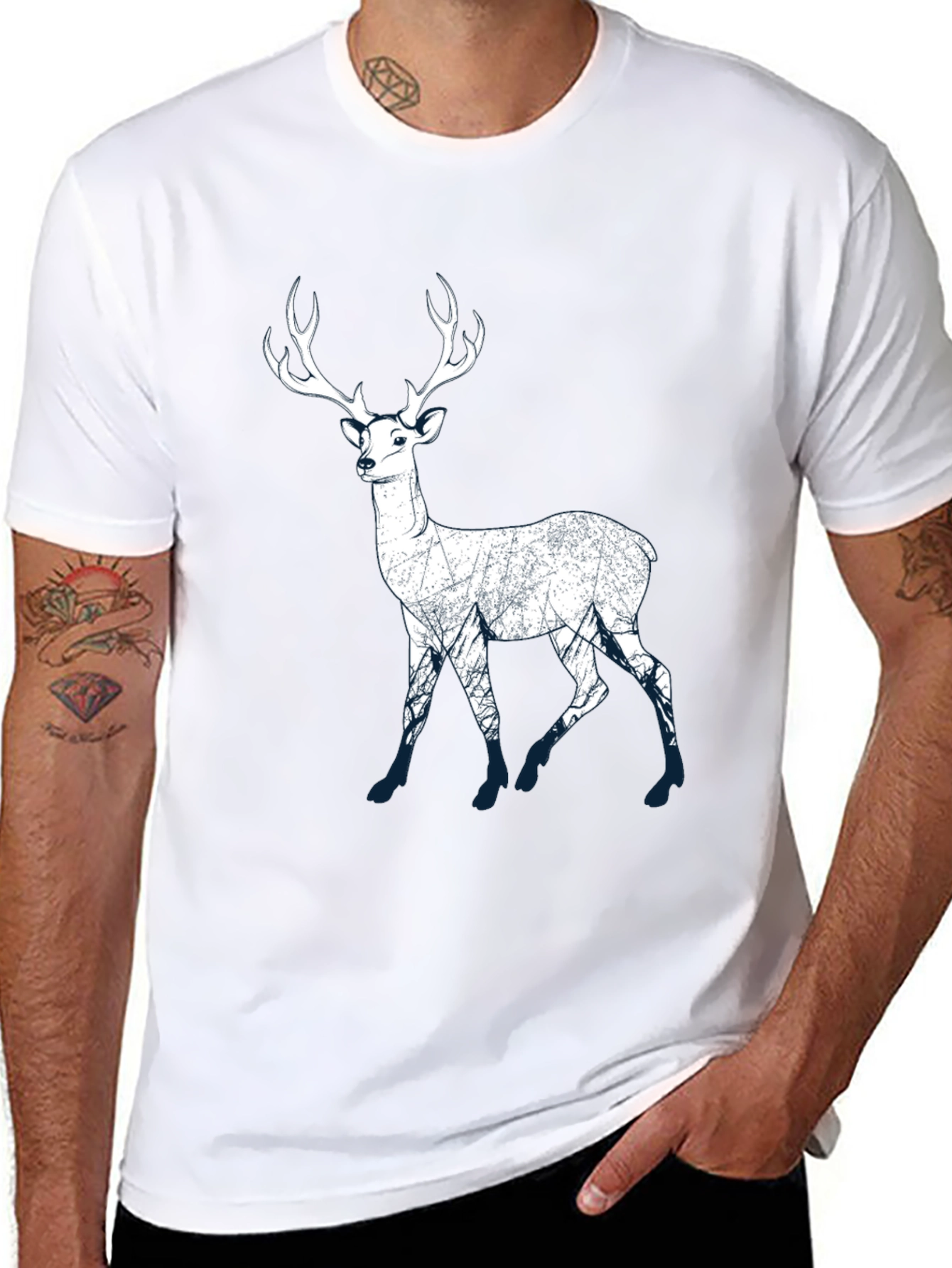 Deer Silhouette Graphic Tee - Nature Lovers T-Shirt
