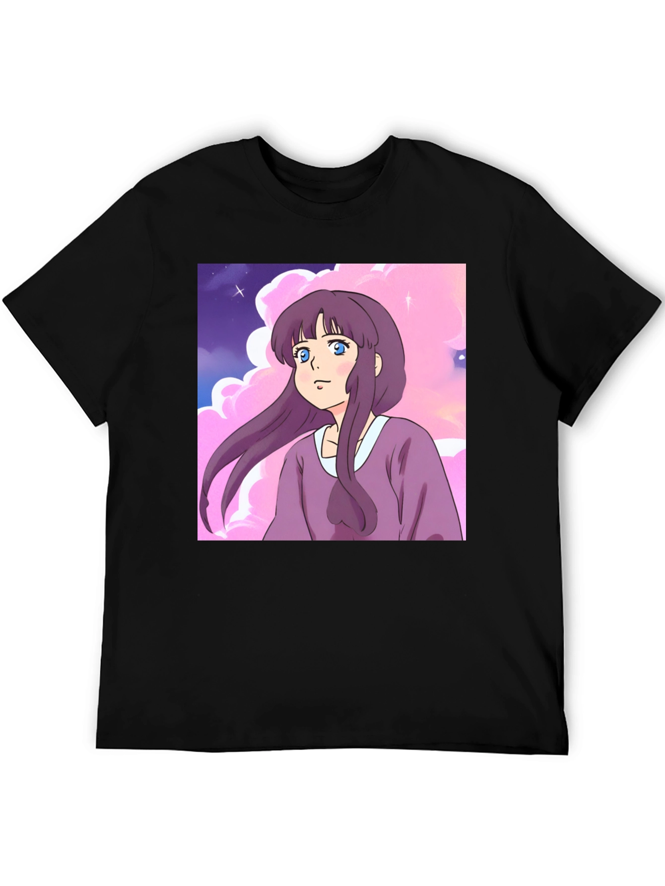 Anime Girl T-Shirt - Kawaii Purple Cartoon Tee