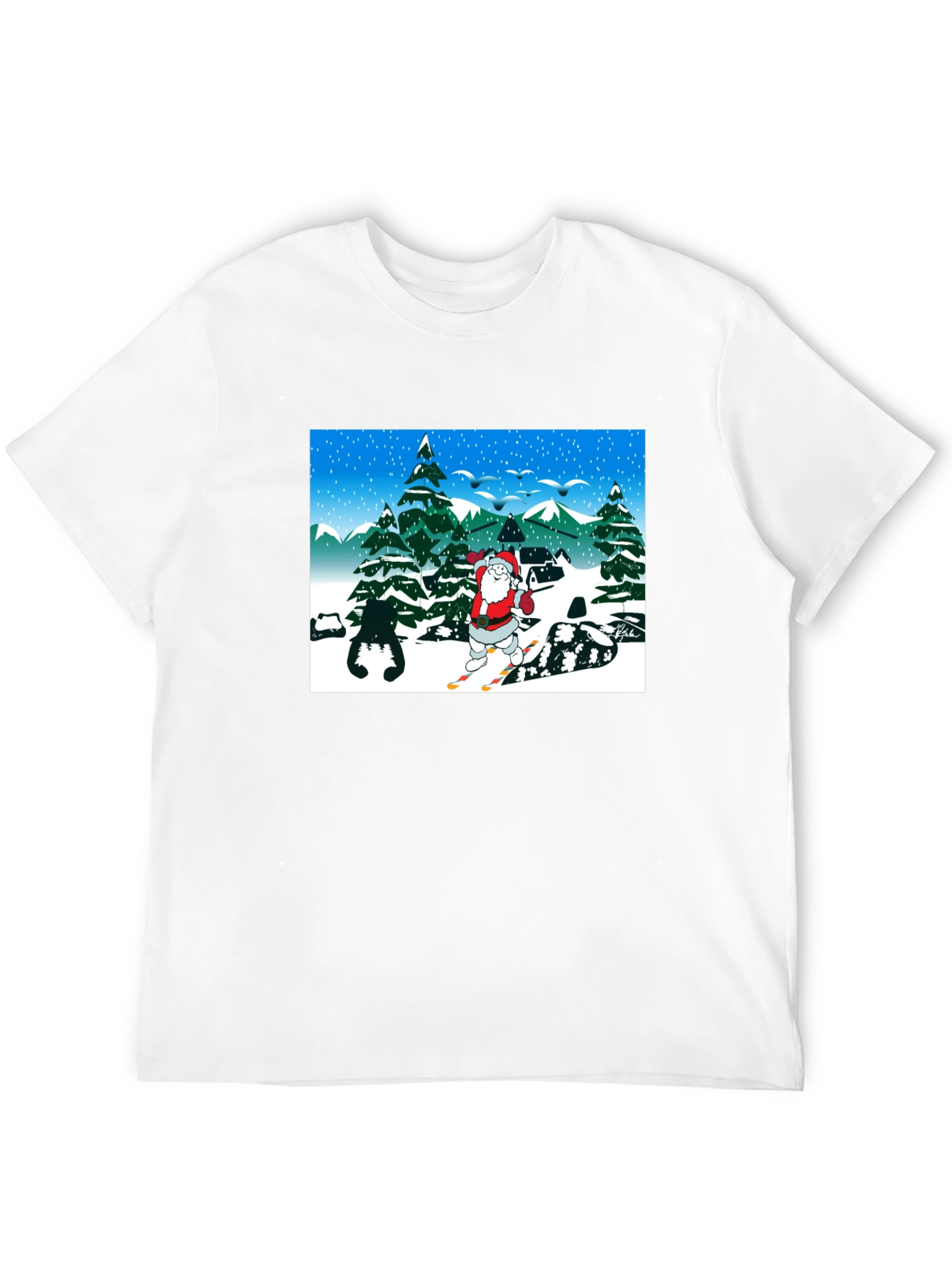 Santa Skiing Graphic T-Shirt