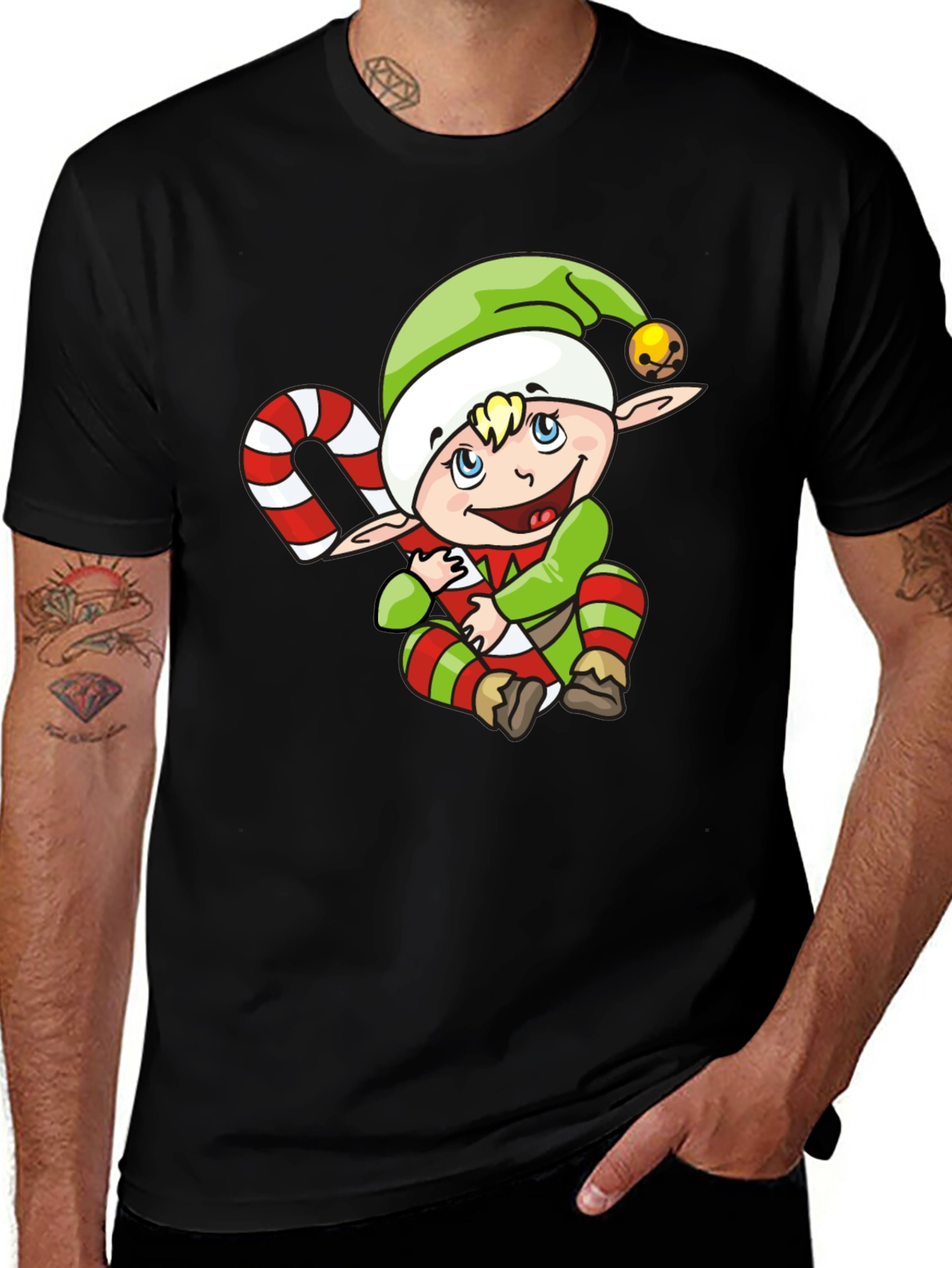 Elf with Candy Cane T-Shirt