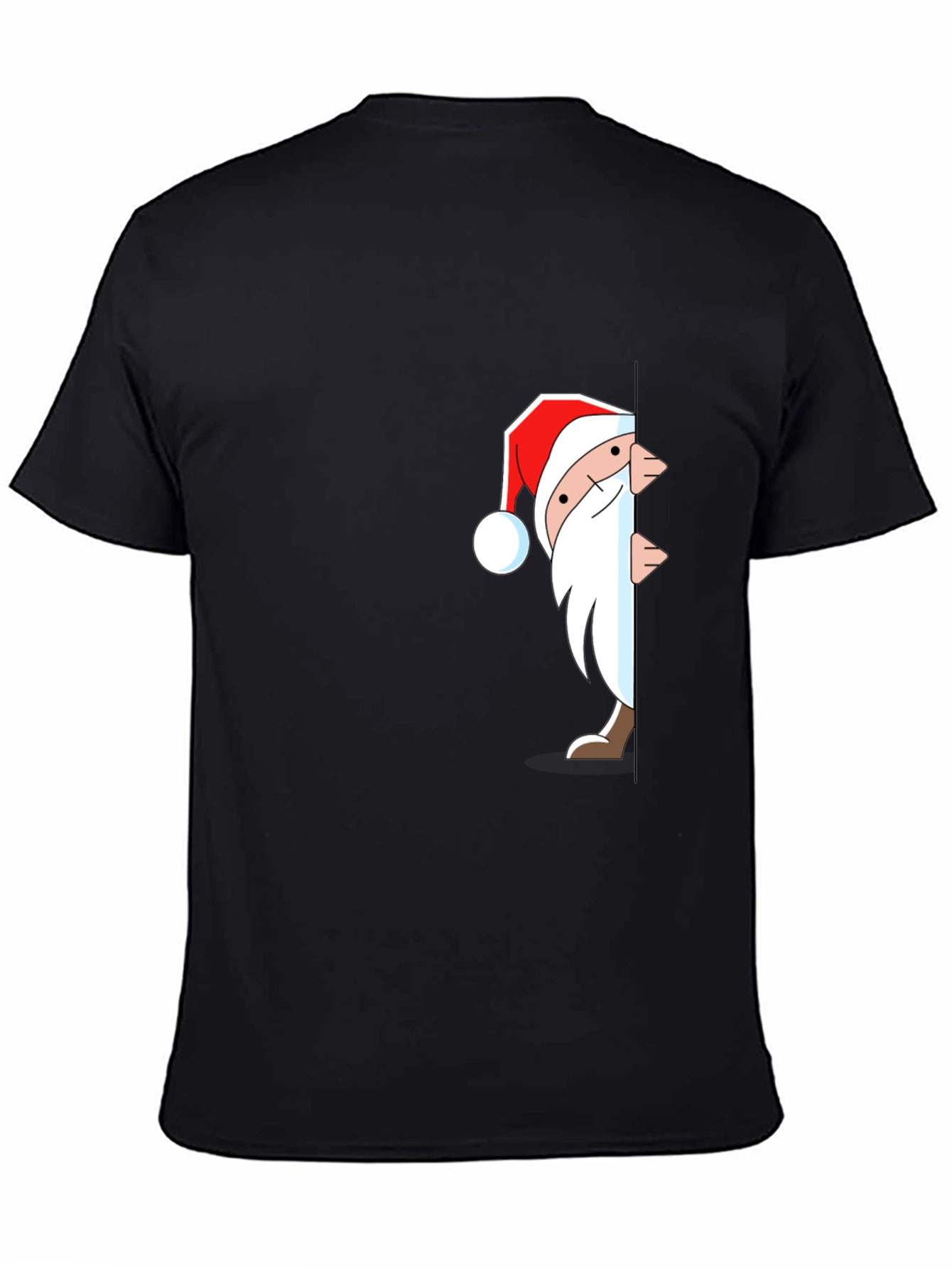 Santa Peek-a-Boo Graphic T-Shirt - Black