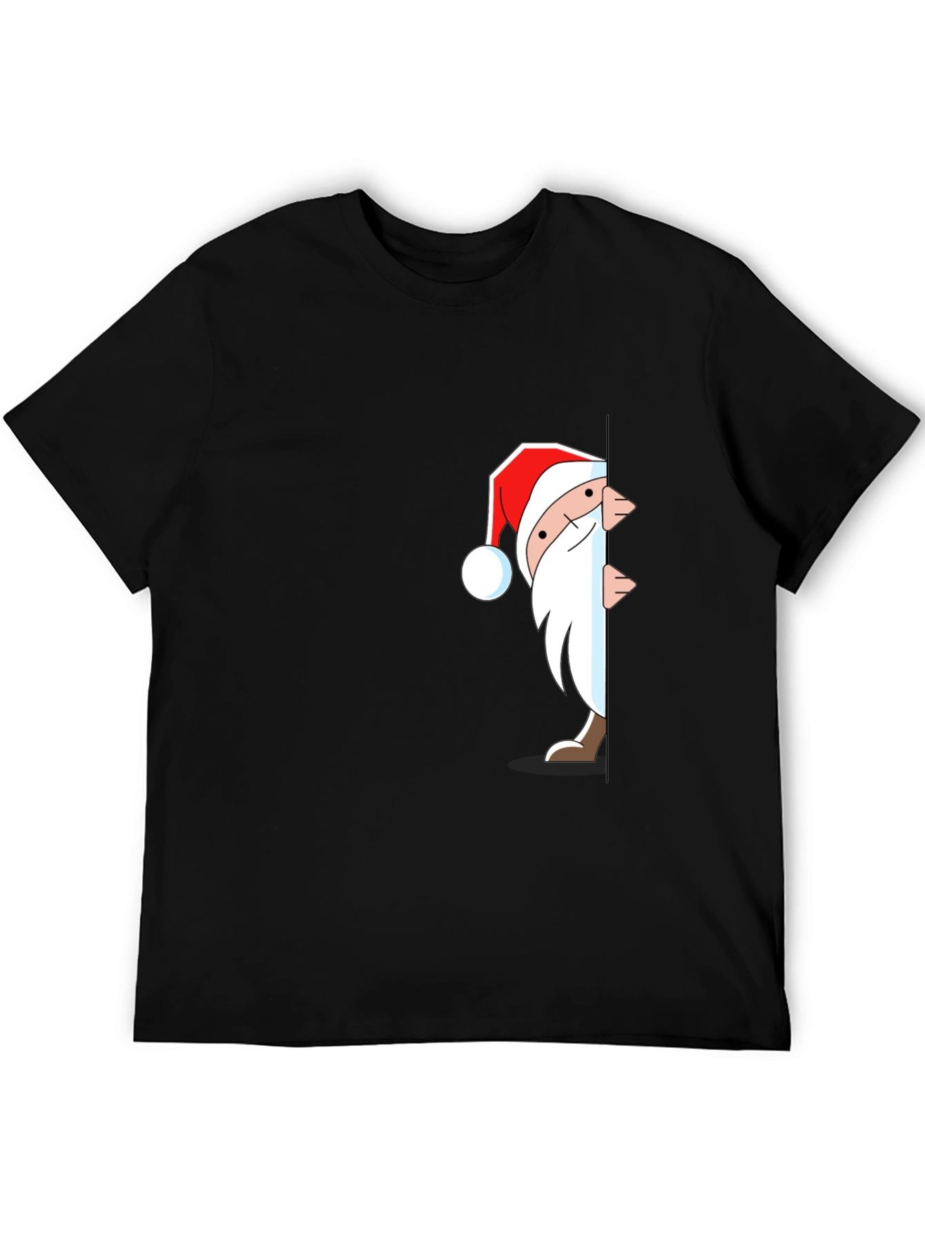 Santa Peek-a-Boo Graphic T-Shirt - Black