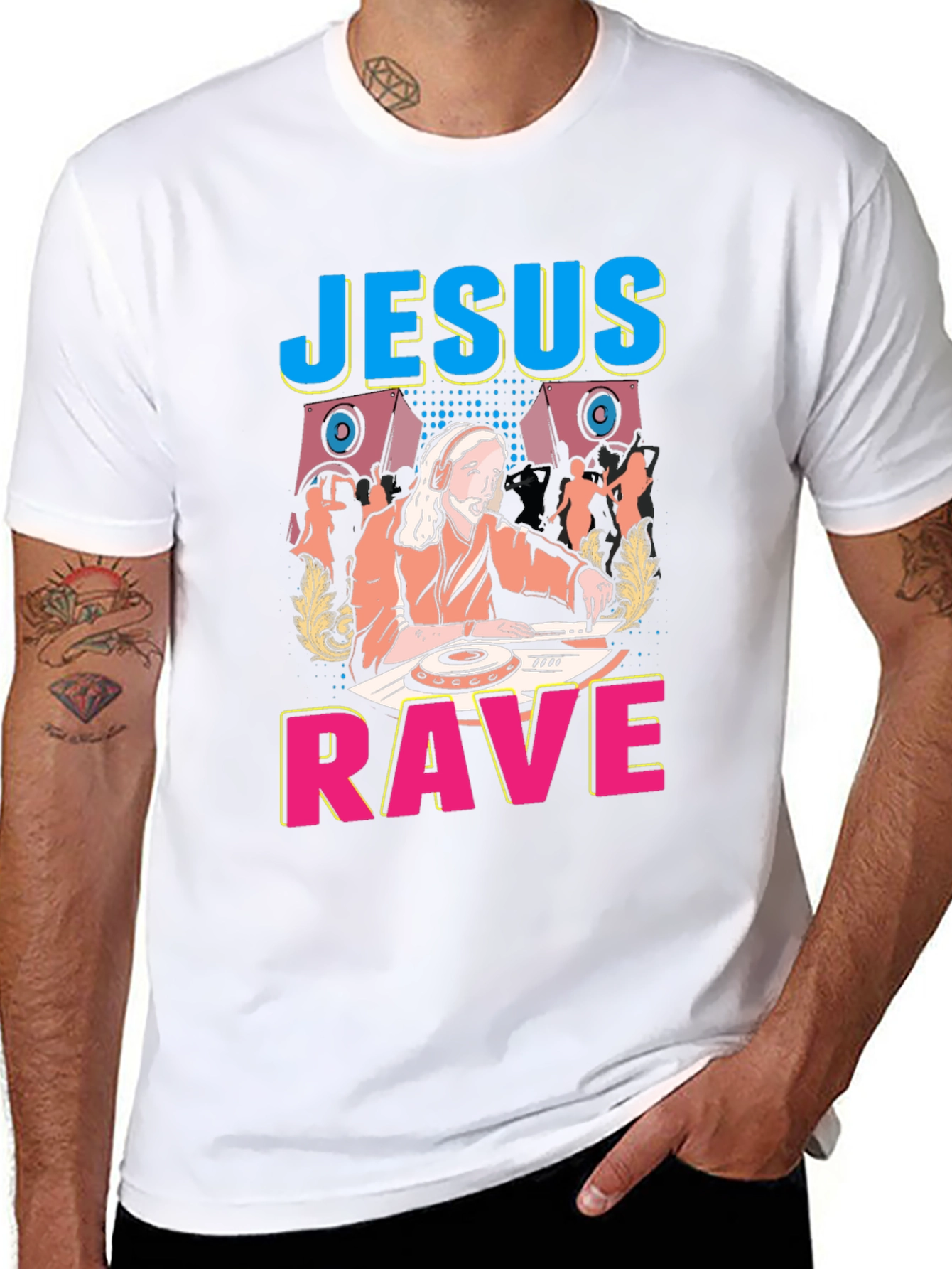 Jesus Rave Graphic T-Shirt - Black Cotton Tee