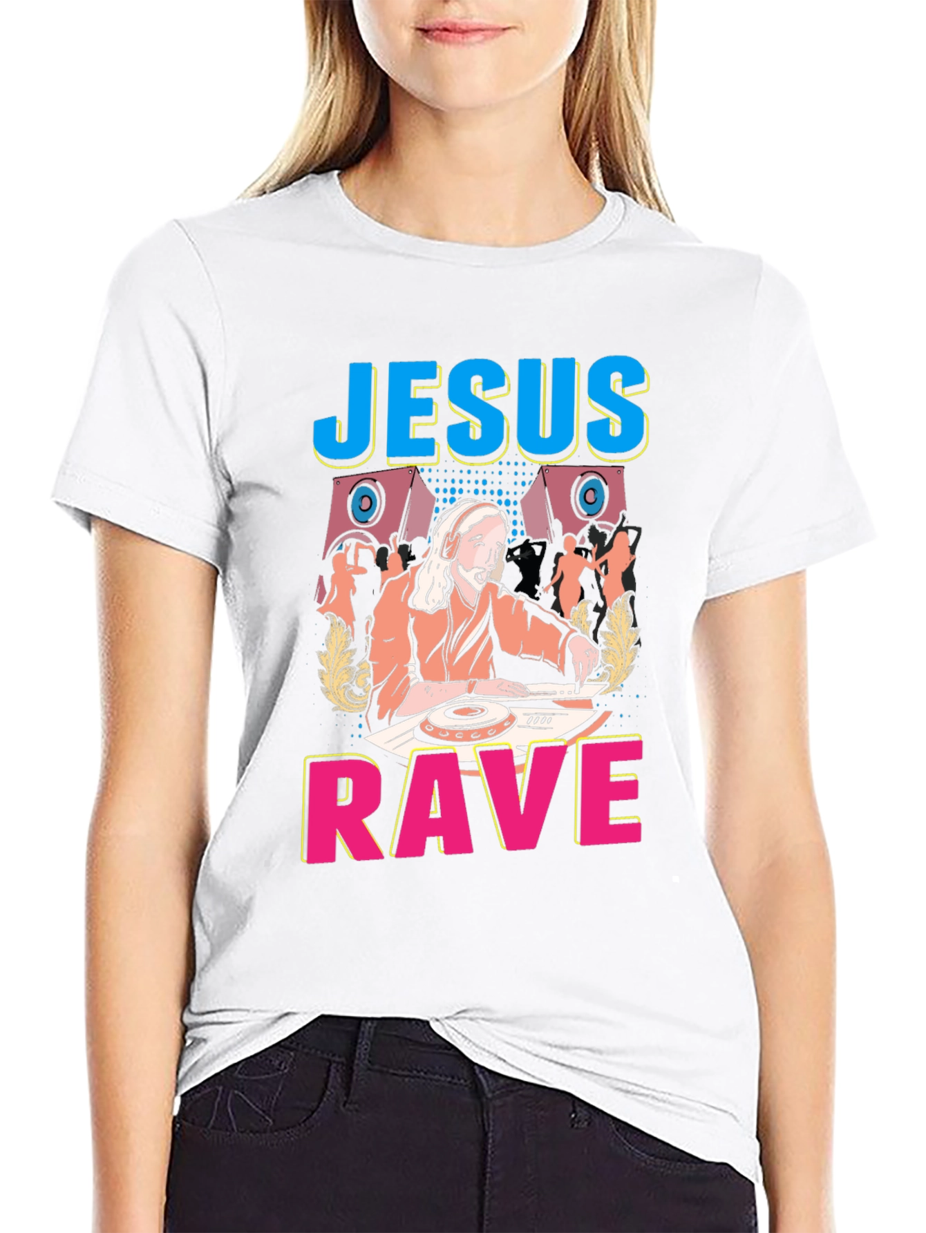 Jesus Rave Graphic T-Shirt - Black Cotton Tee