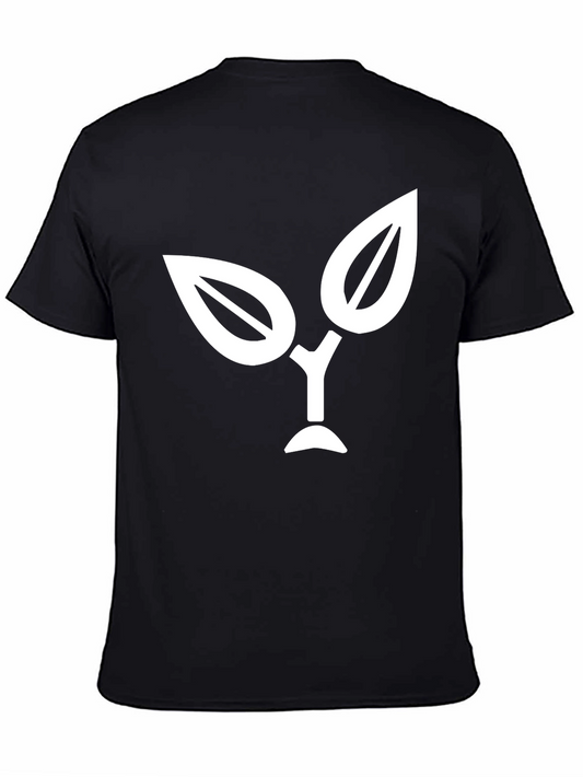 Nature Logo Black T-Shirt - Modern Leaf Design