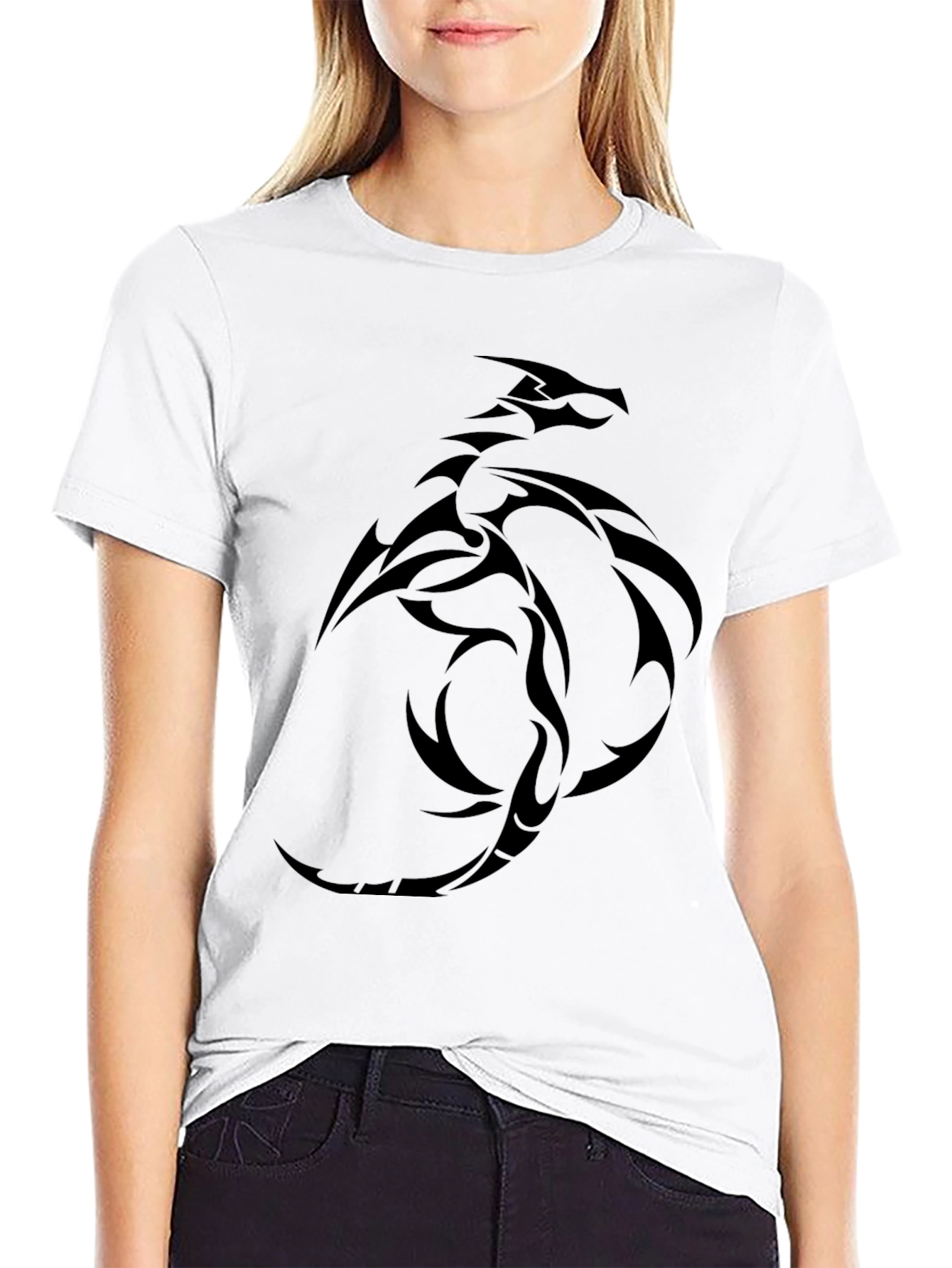 Black Dragon Tribal Graphic Tee - Mens Casual Shirt