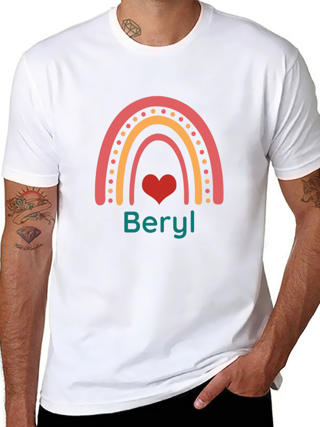 Personalized Rainbow Heart T-Shirt - Custom Name Tee