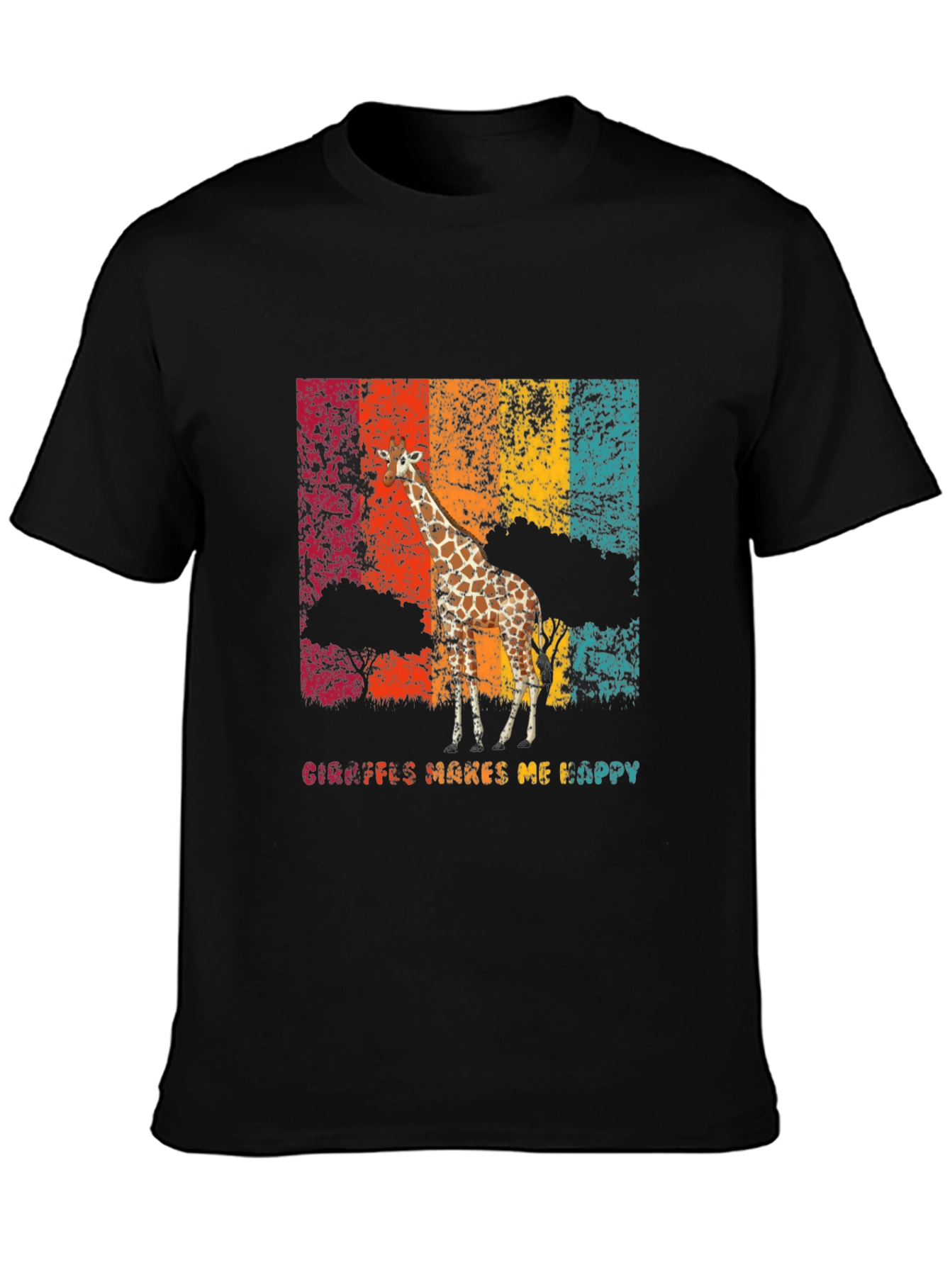 Giraffe Makes Me Happy Graphic T-Shirt