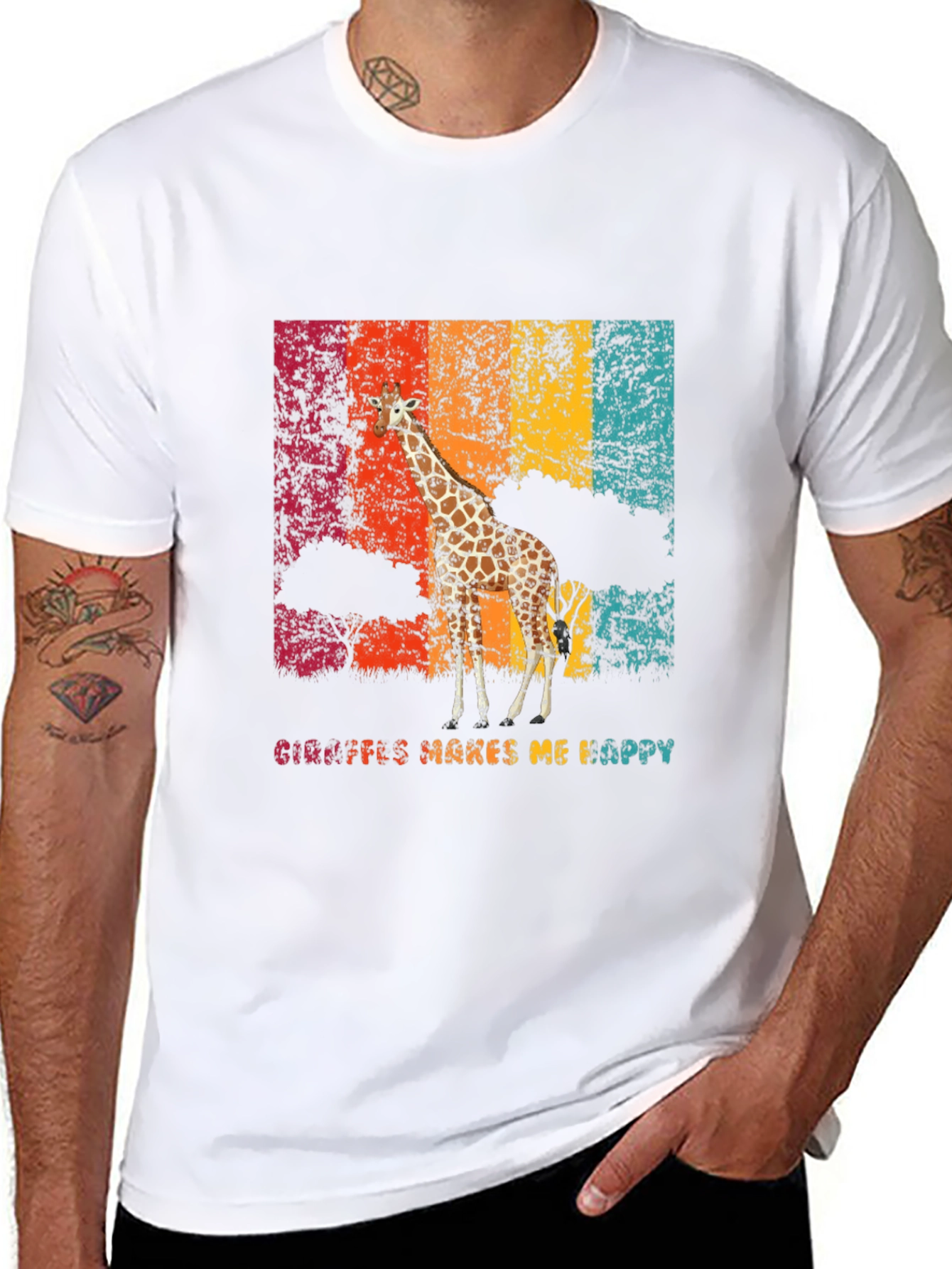 Giraffe Makes Me Happy Graphic T-Shirt