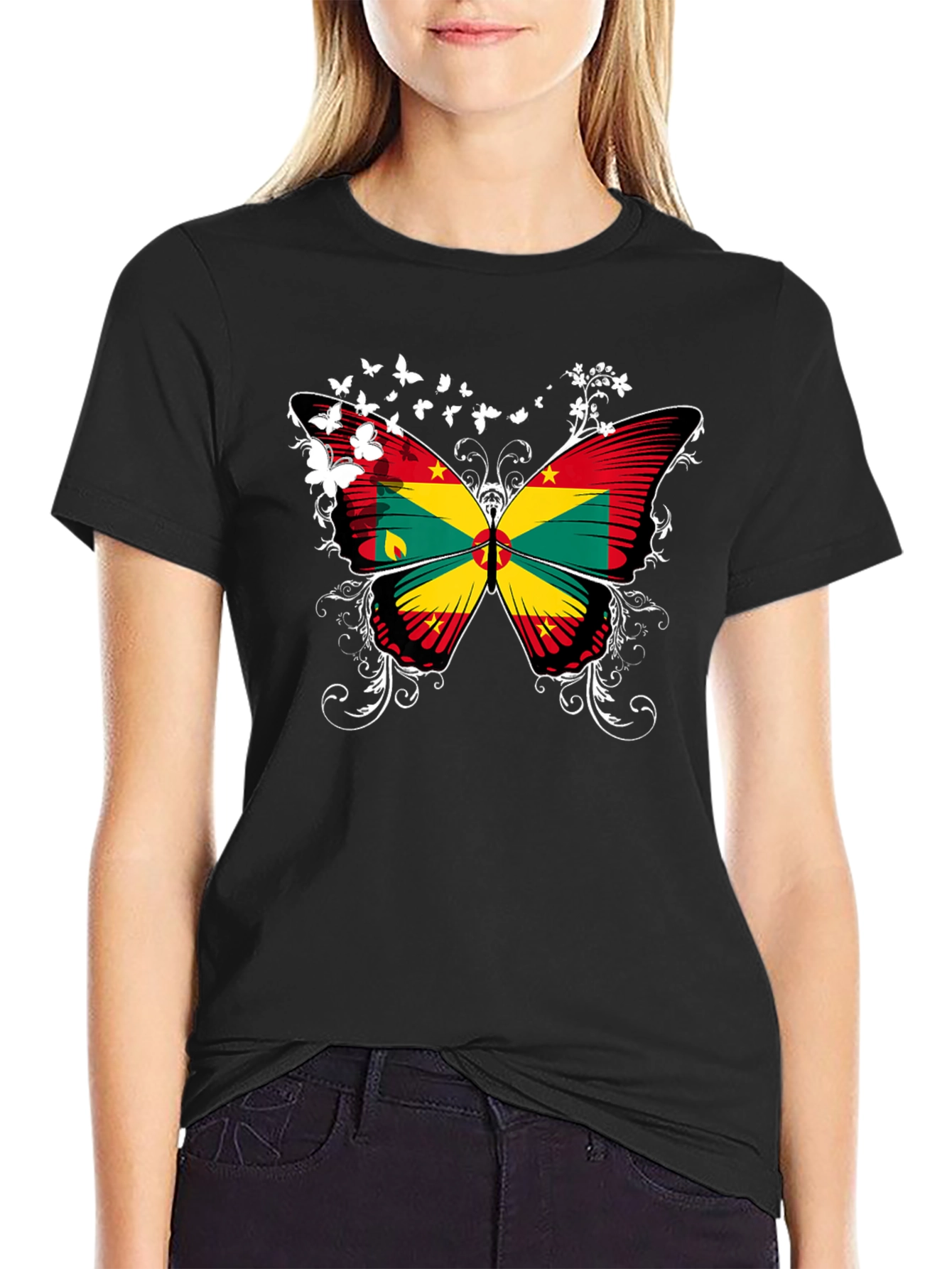 Grenada Butterfly T-Shirt - Black Tee