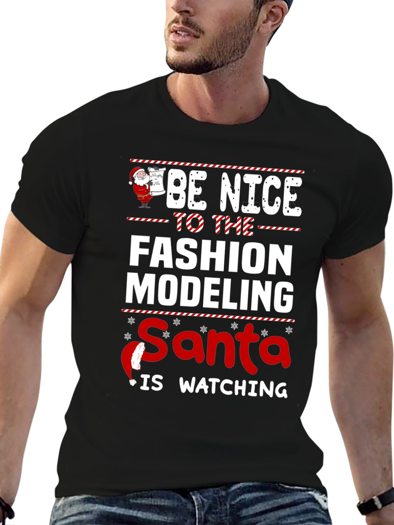 Fashion Modeling Santa Holiday Tee