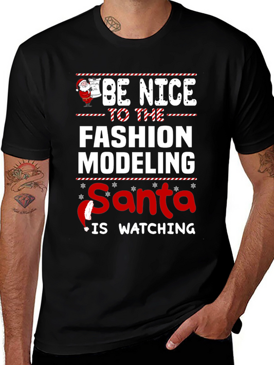 Fashion Modeling Santa Holiday Tee