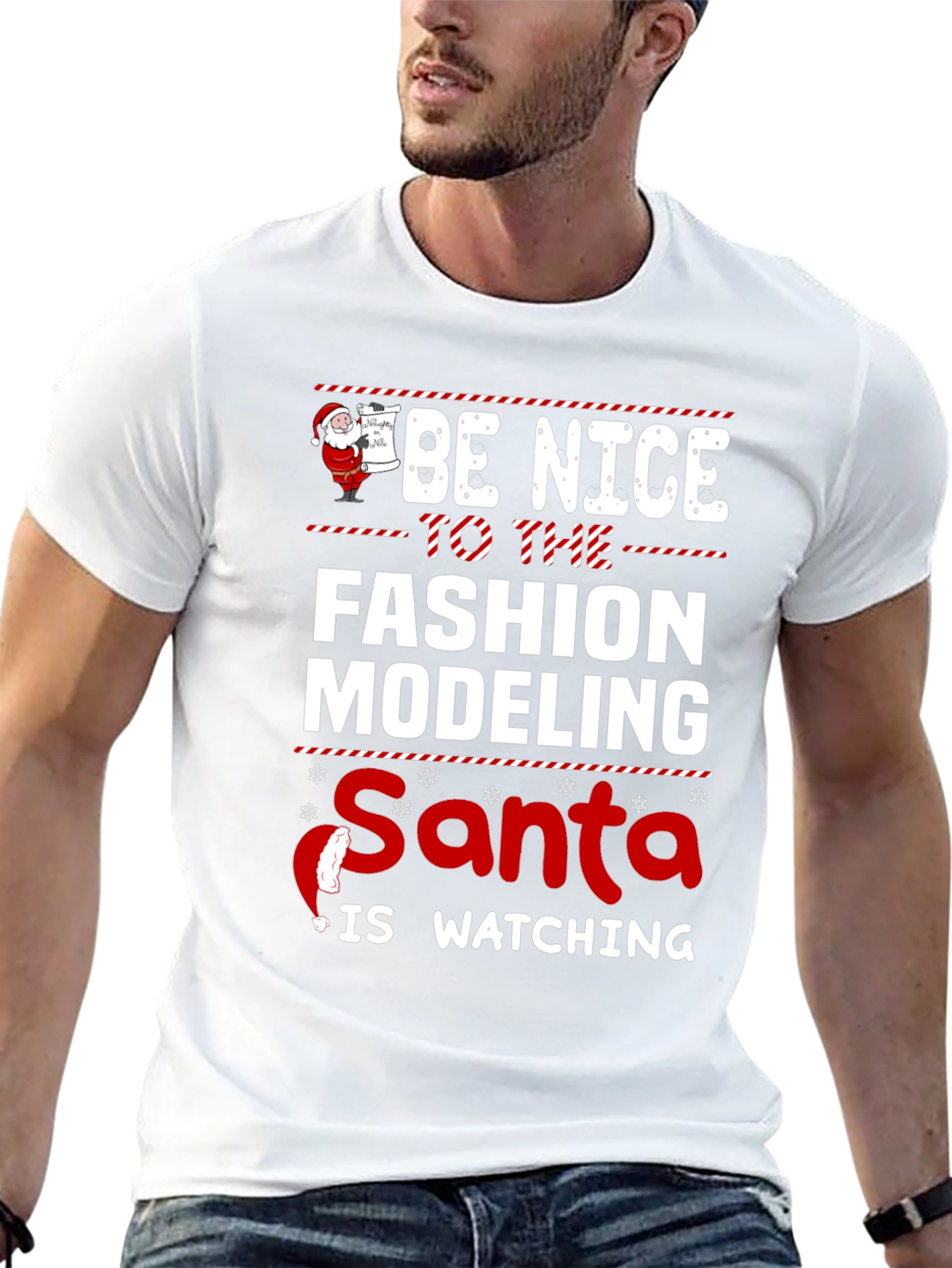Fashion Modeling Santa Holiday Tee