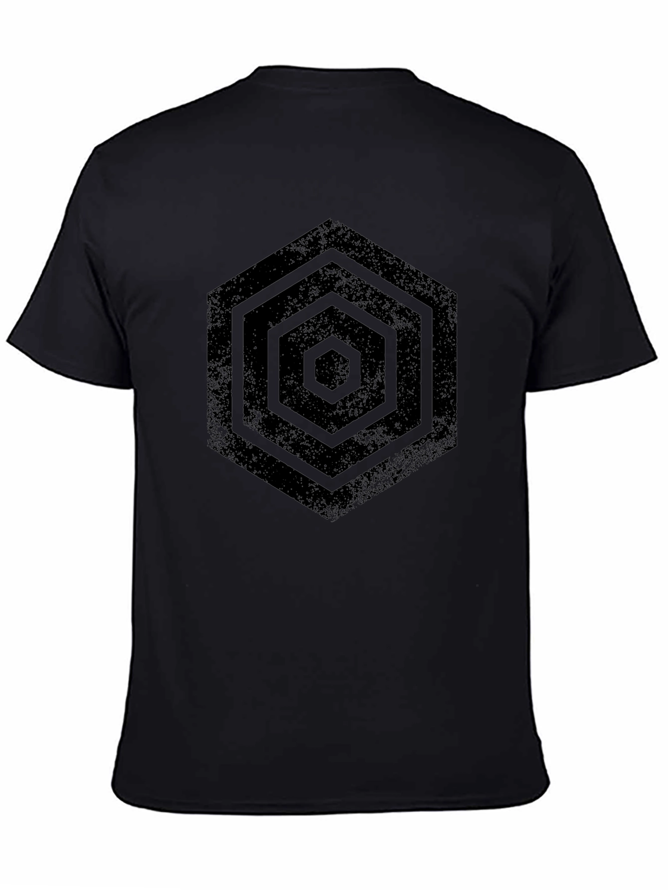 Geometric Hexagon Graphic Black T-Shirt