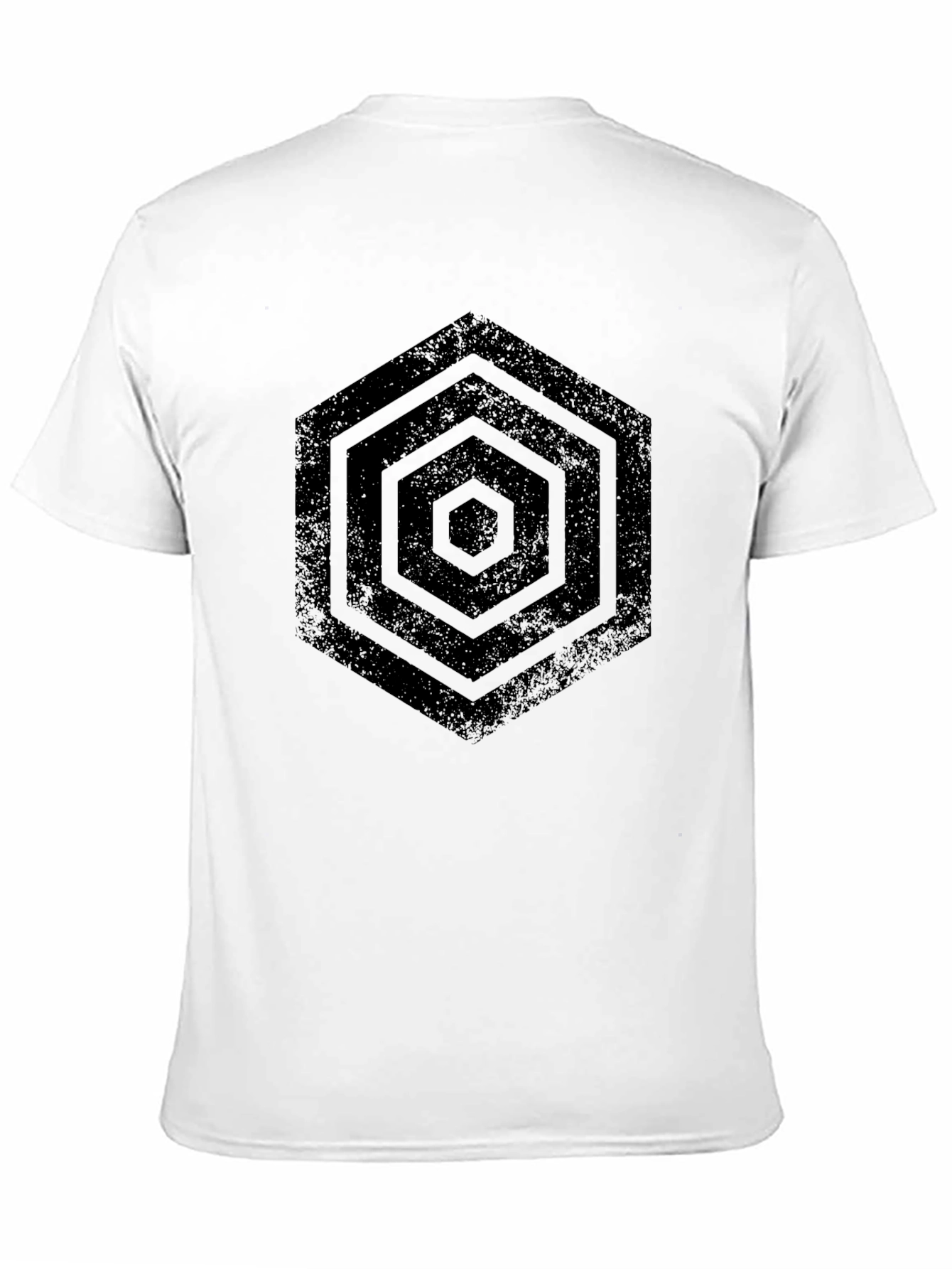 Geometric Hexagon Graphic Black T-Shirt
