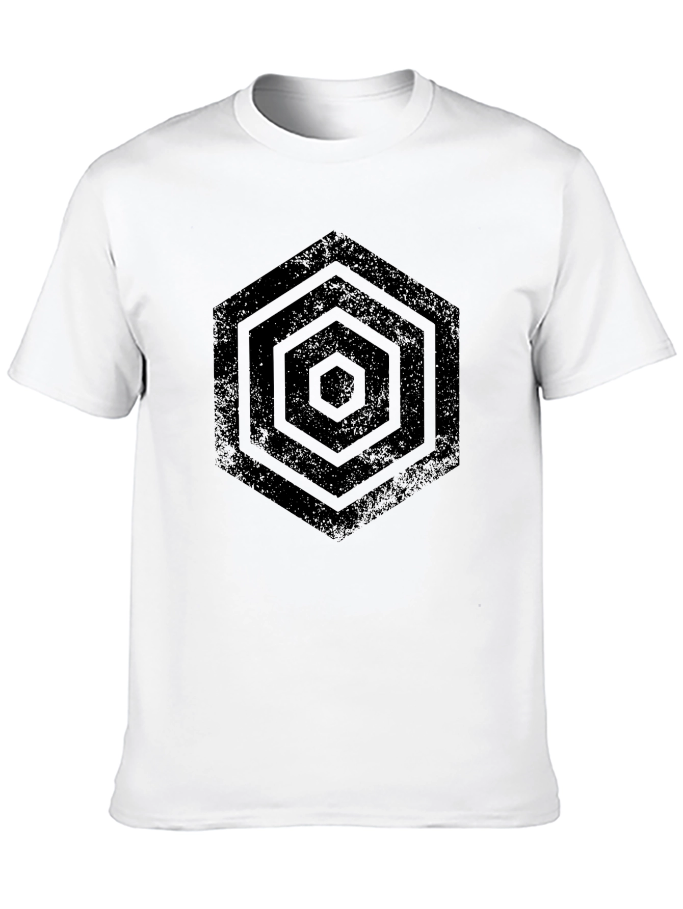 Geometric Hexagon Graphic Black T-Shirt