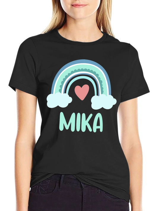 Mika Rainbow Heart Tee - Personalized Black T-Shirt