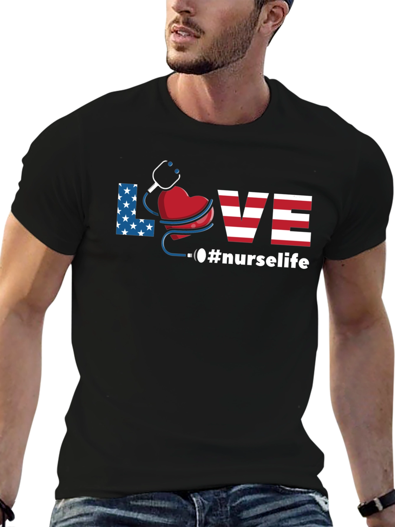 Nurse Life Patriotic Graphic T-Shirt
