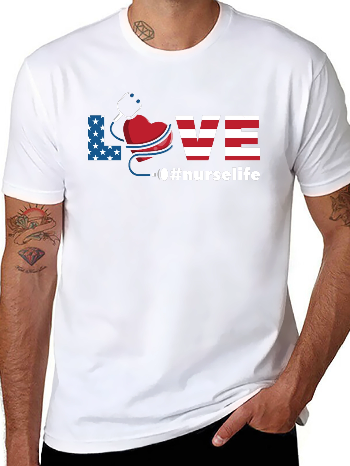 Nurse Life Patriotic Graphic T-Shirt