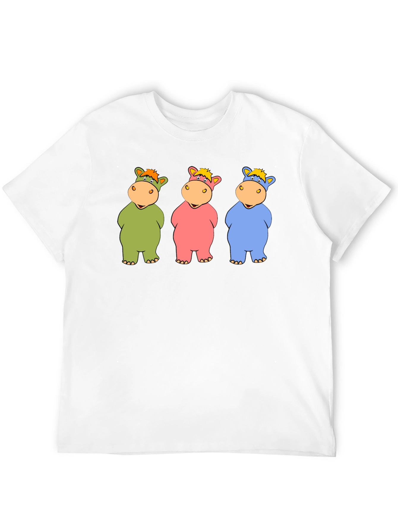 Cartoon Hippo Trio Black T-Shirt