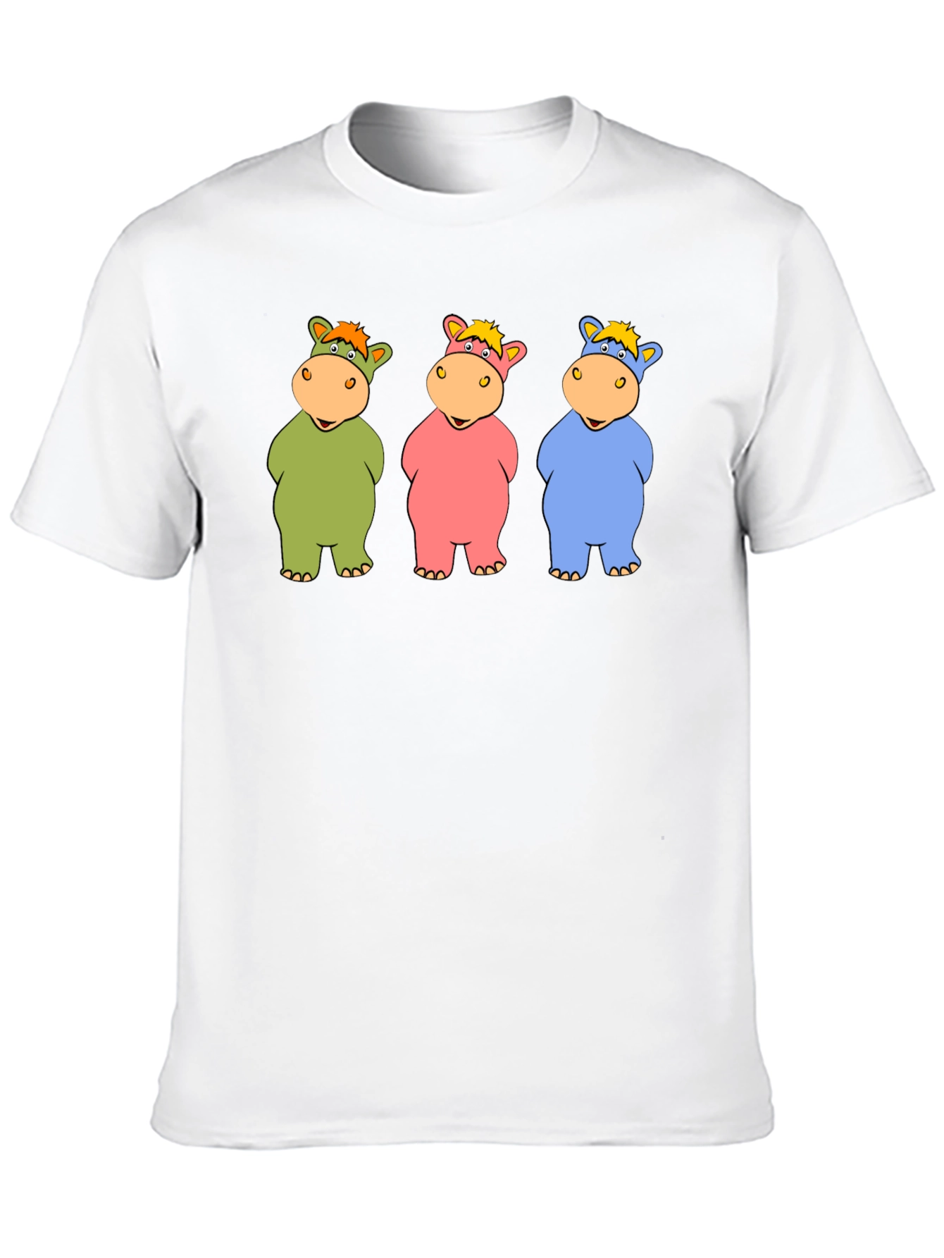 Cartoon Hippo Trio Black T-Shirt