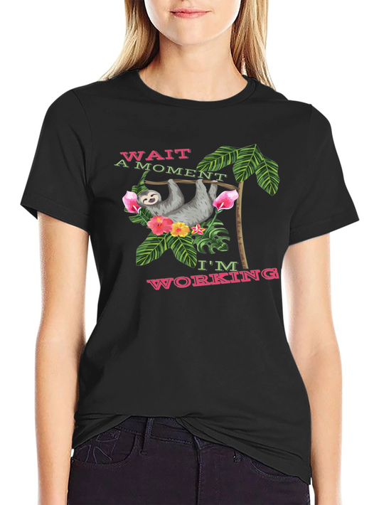 Sloth Working T-Shirt - Funny Tropical Design