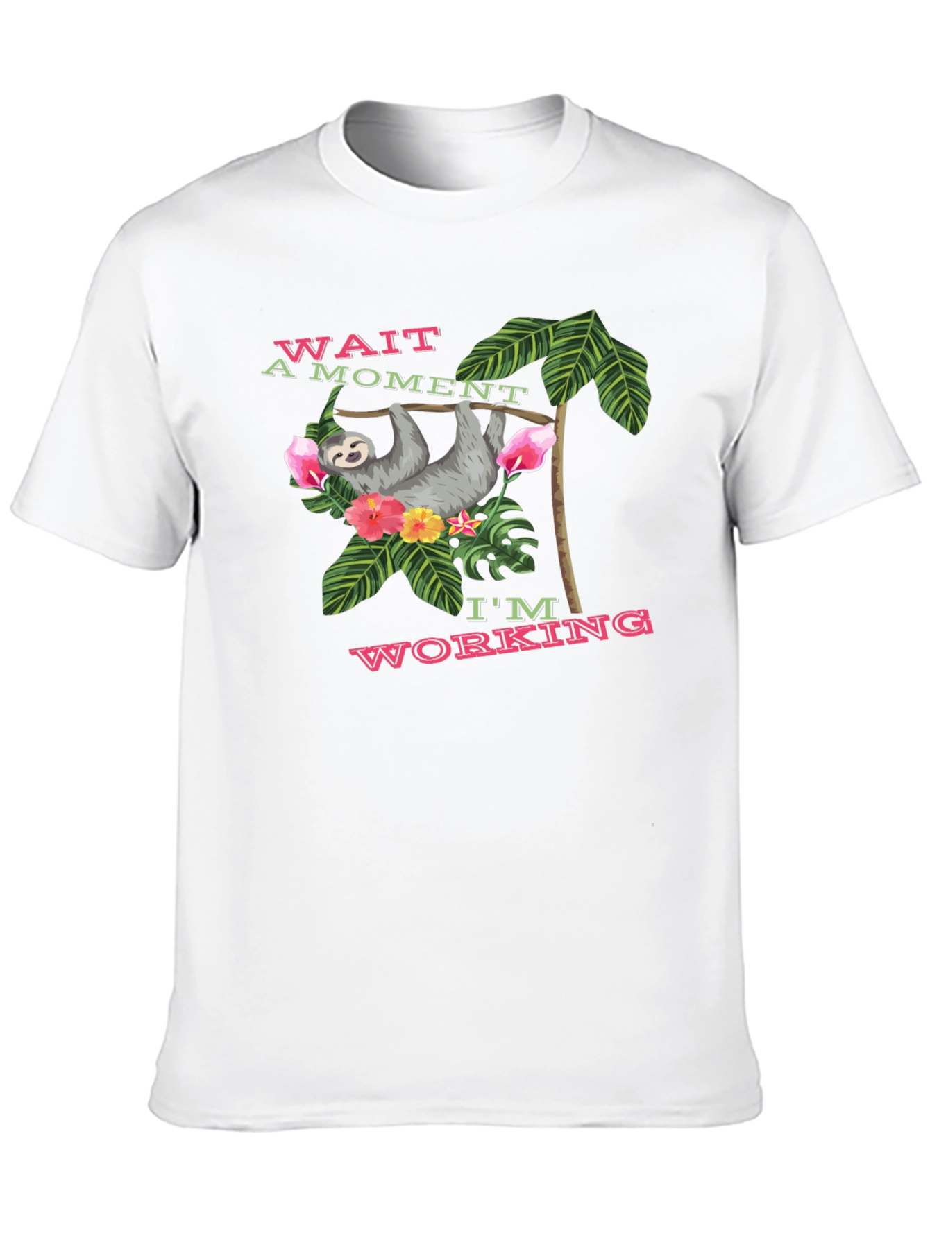 Sloth Working T-Shirt - Funny Tropical Design