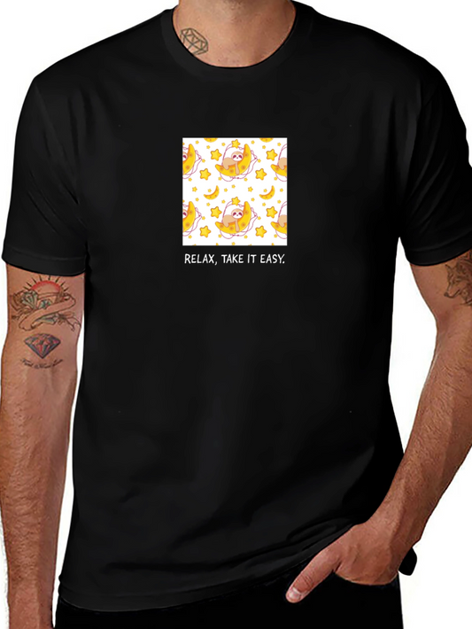 Relax Sloth Moon Black T-Shirt