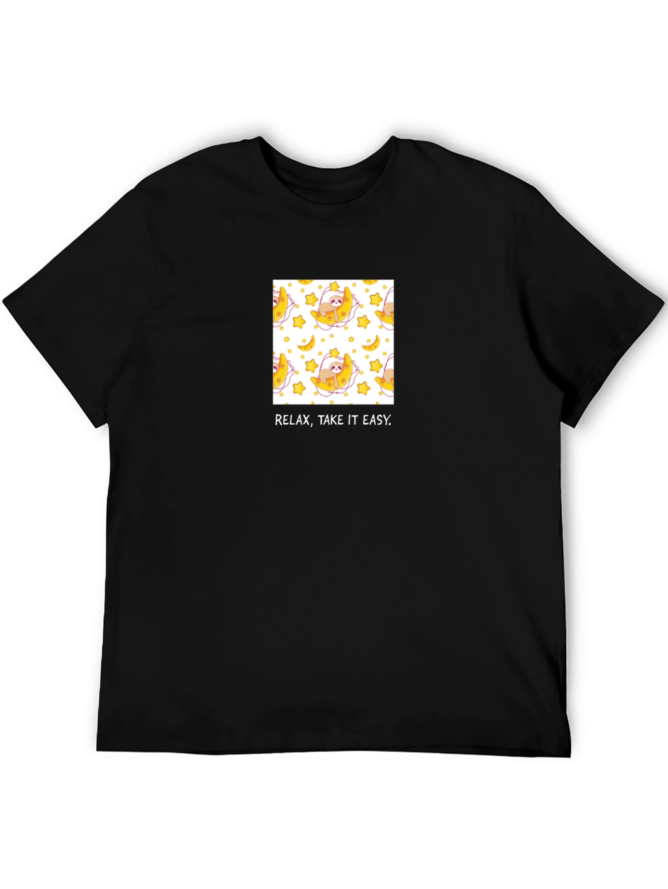 Relax Sloth Moon Black T-Shirt