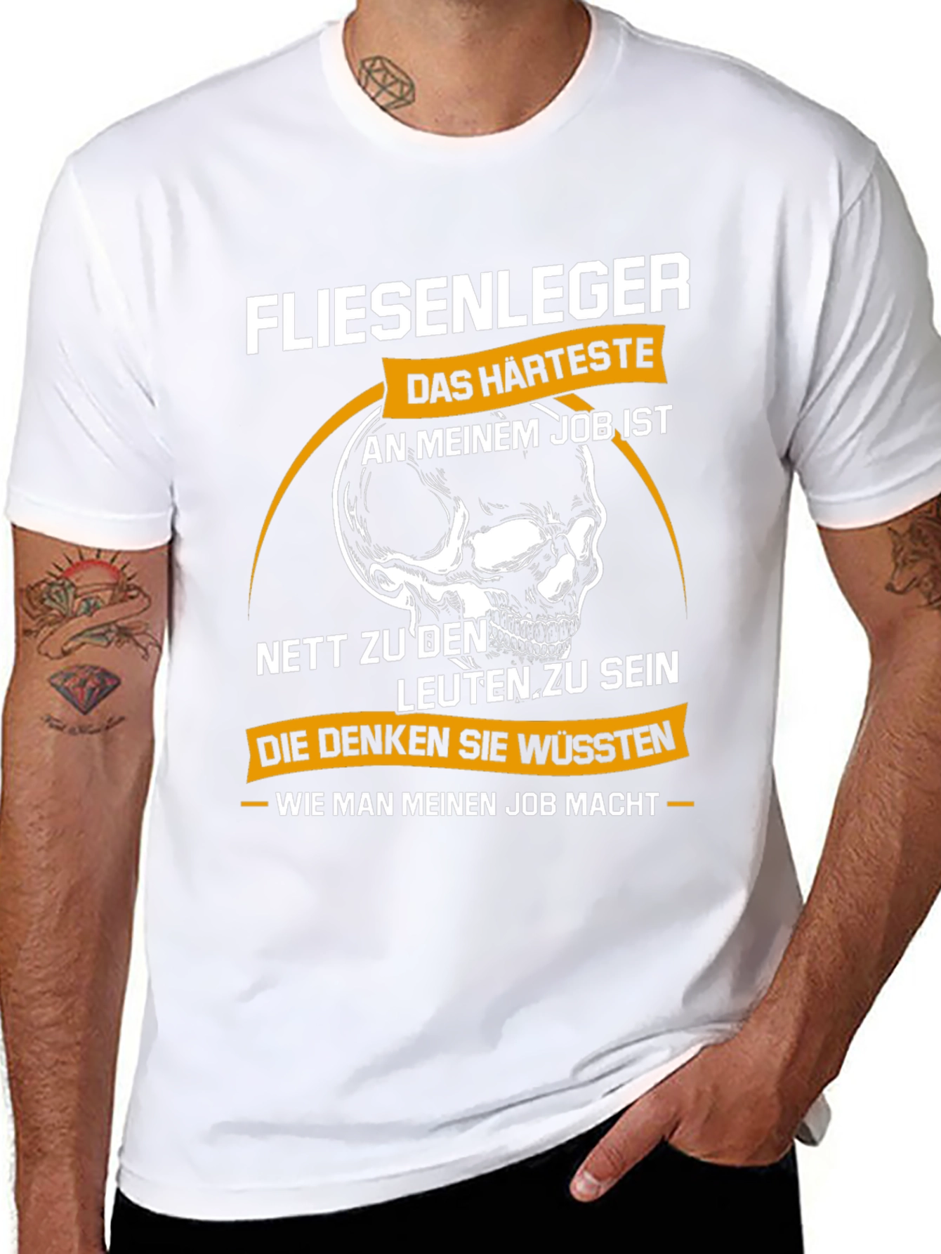 Fliesenleger Job Skull Graphic Tee