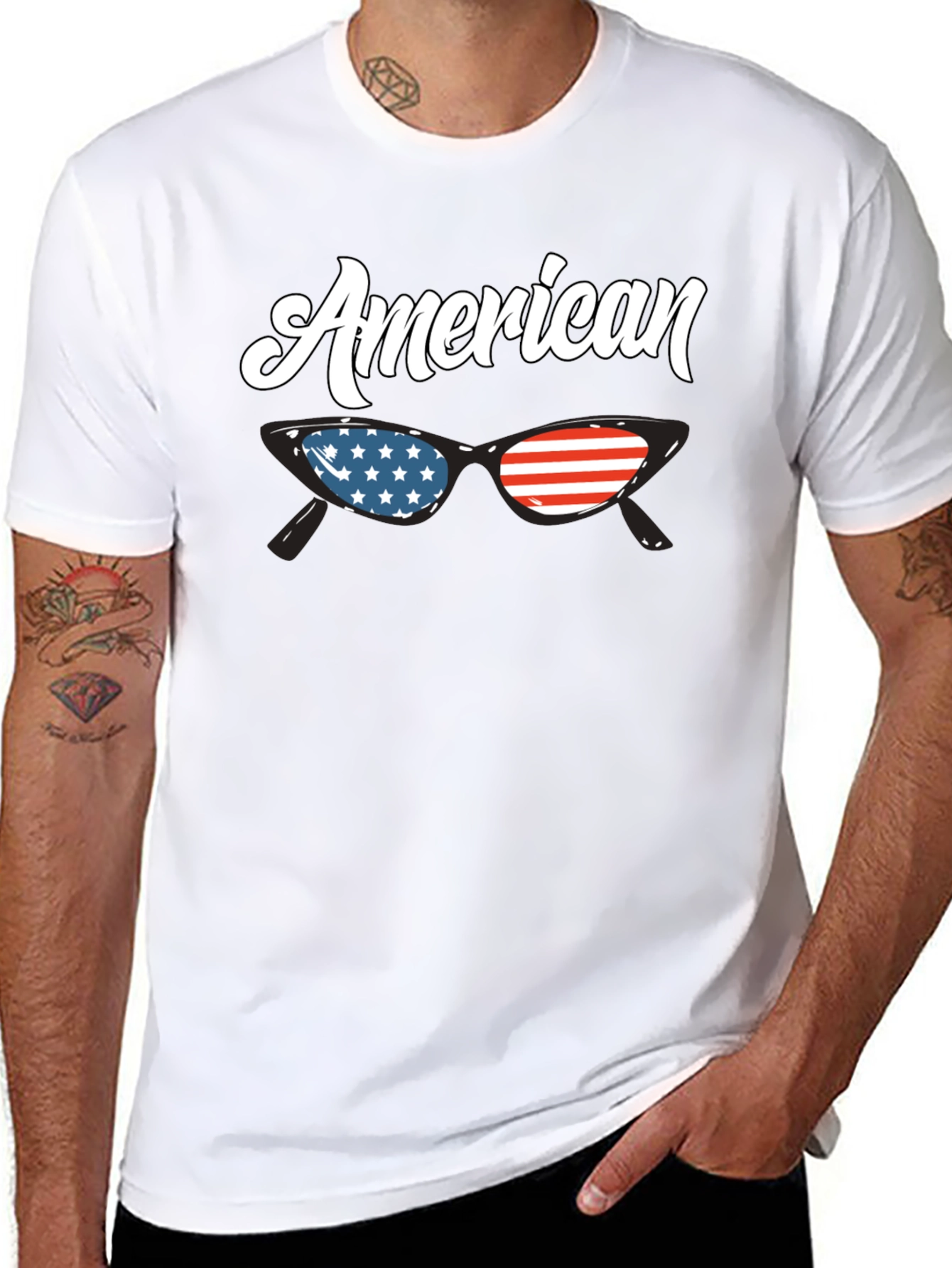 American Flag Sunglasses Graphic T-Shirt