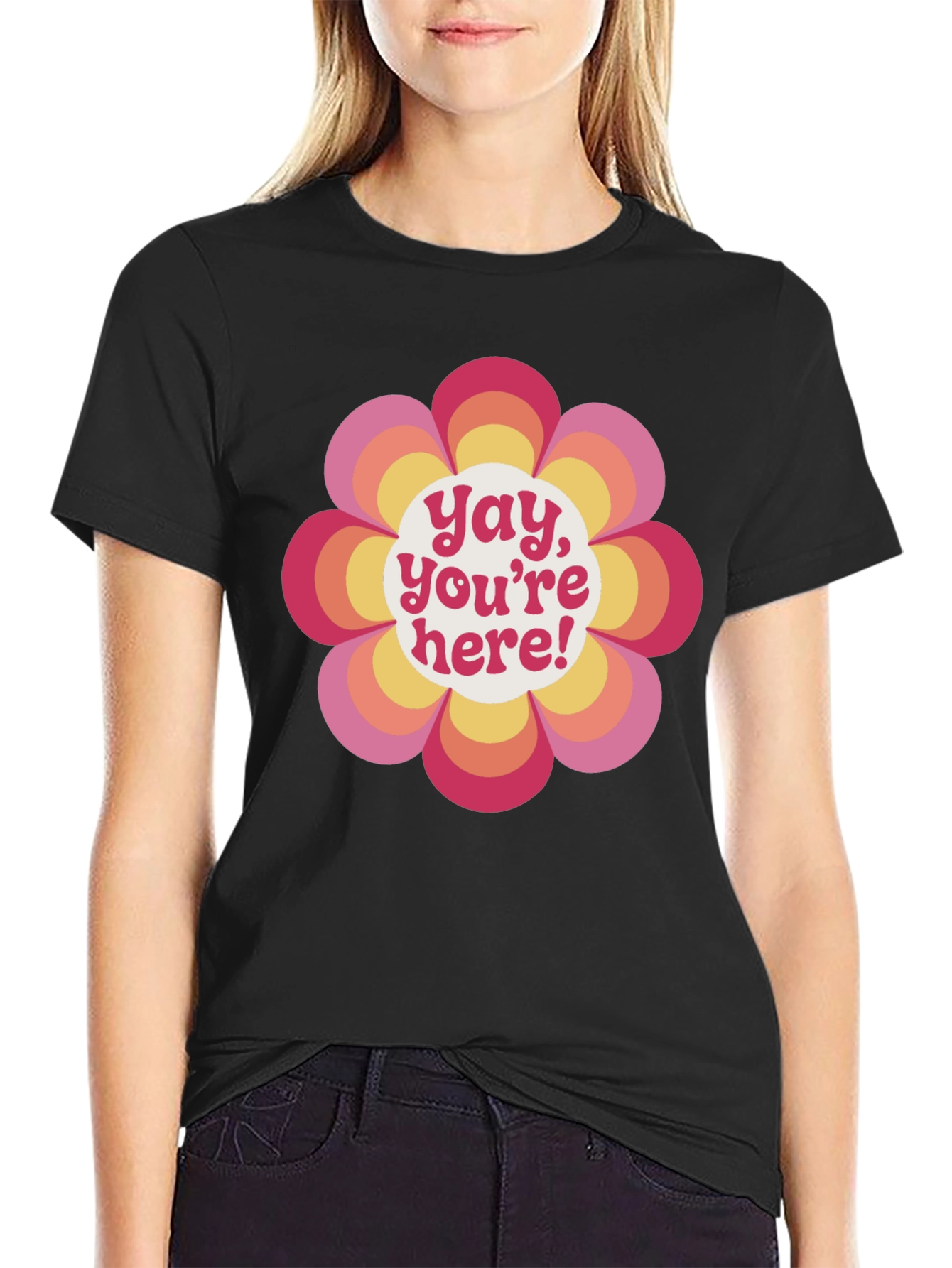 Retro Flower Power Graphic Tee - Yay Youre Here!