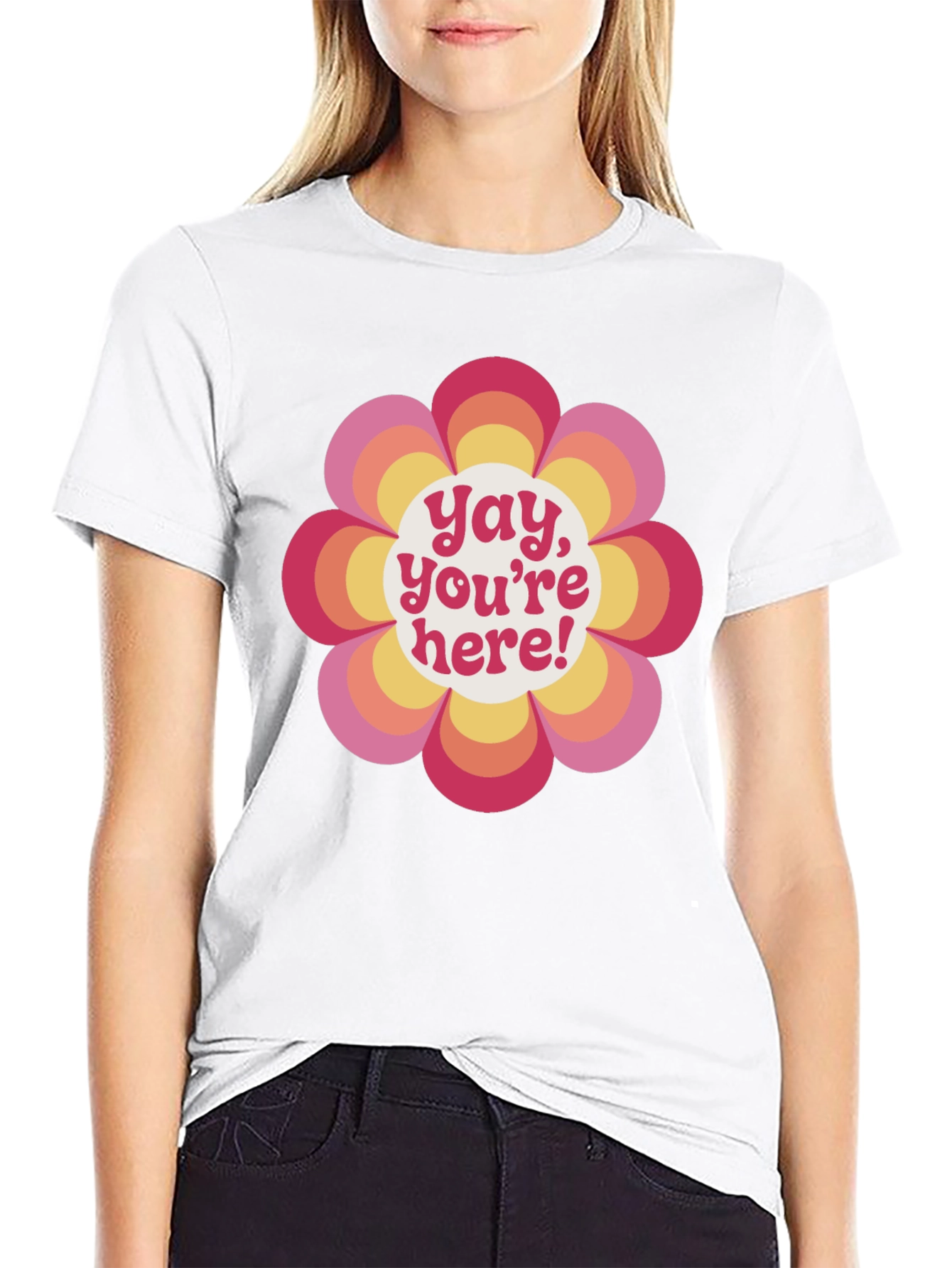 Retro Flower Power Graphic Tee - Yay Youre Here!