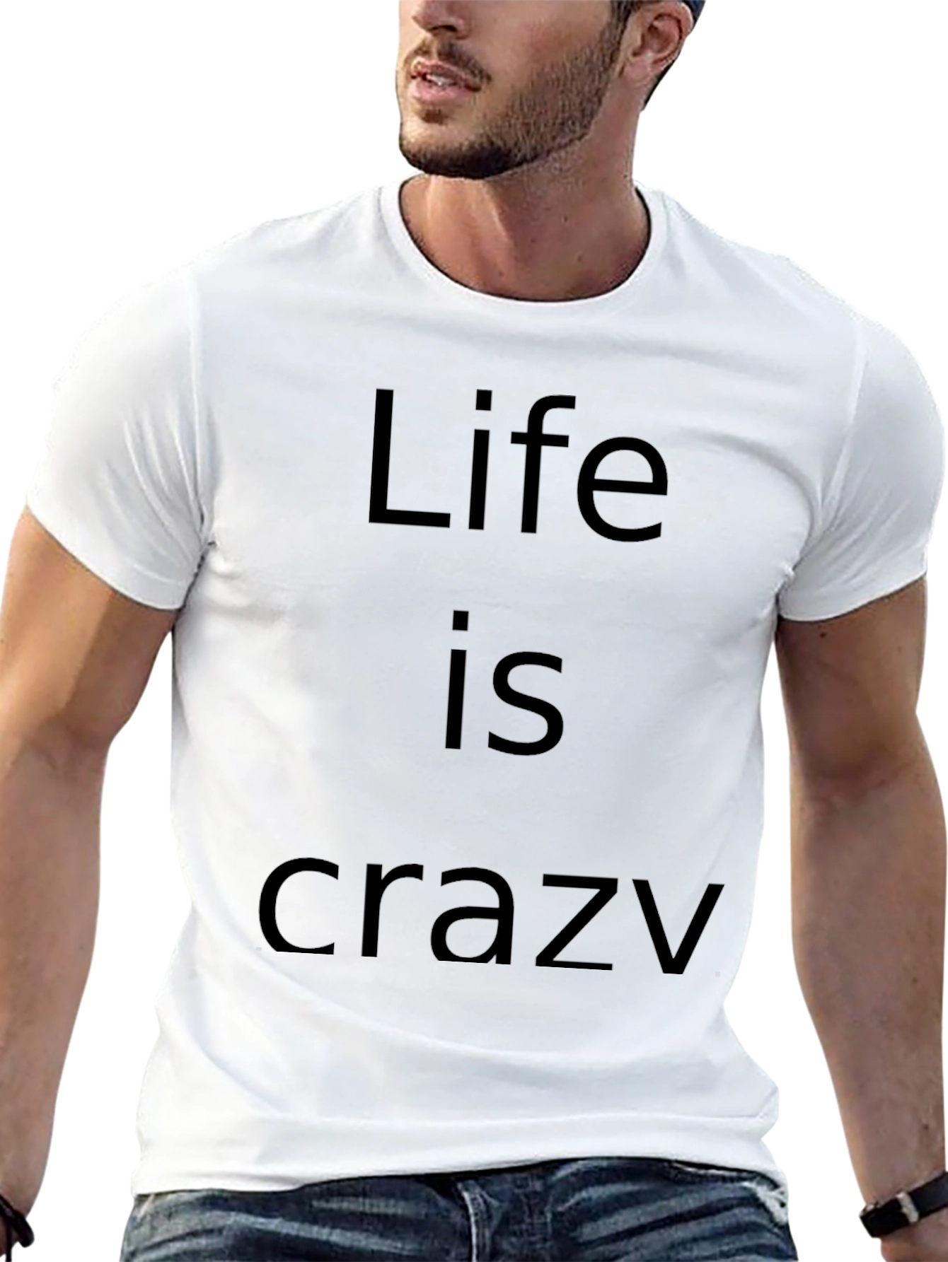 Life Is Crazy Black Graphic T-Shirt