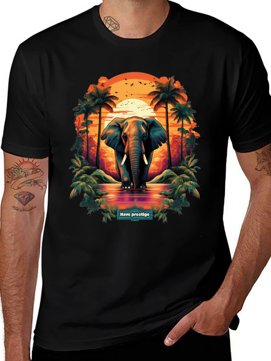 Elephant Sunset Graphic T-Shirt - Prestige Collection