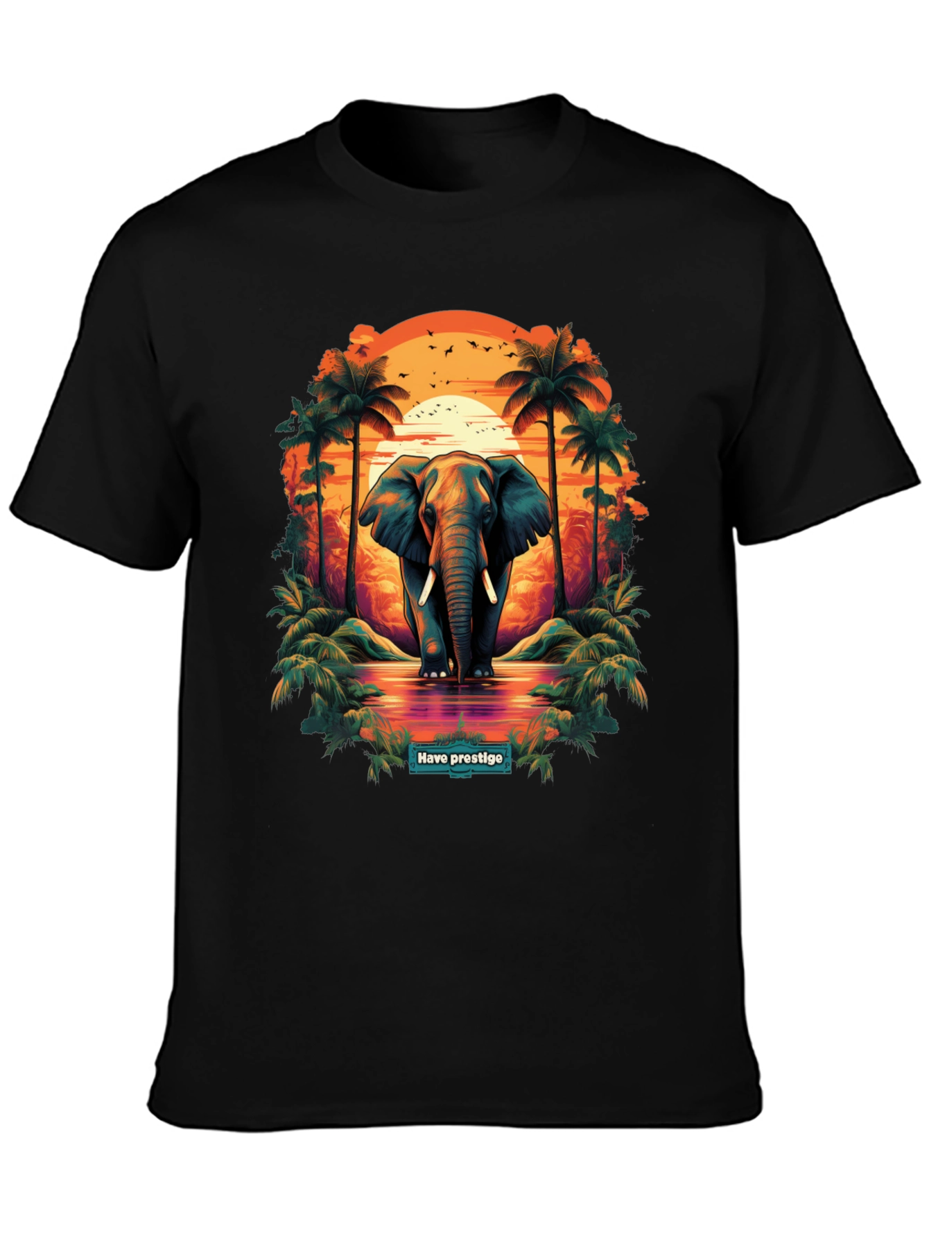 Elephant Sunset Graphic T-Shirt - Prestige Collection