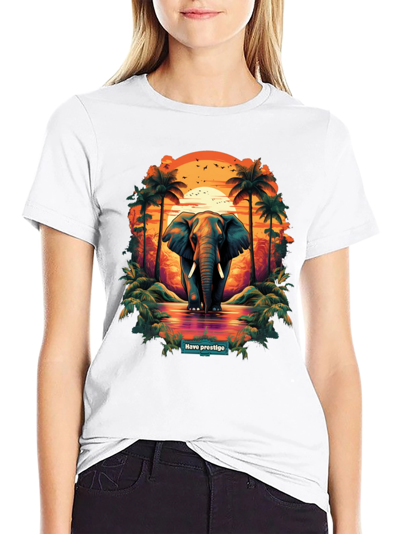 Elephant Sunset Graphic T-Shirt - Prestige Collection