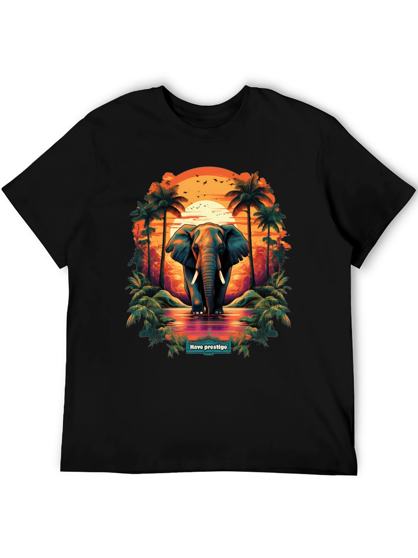 Elephant Sunset Graphic T-Shirt - Prestige Collection
