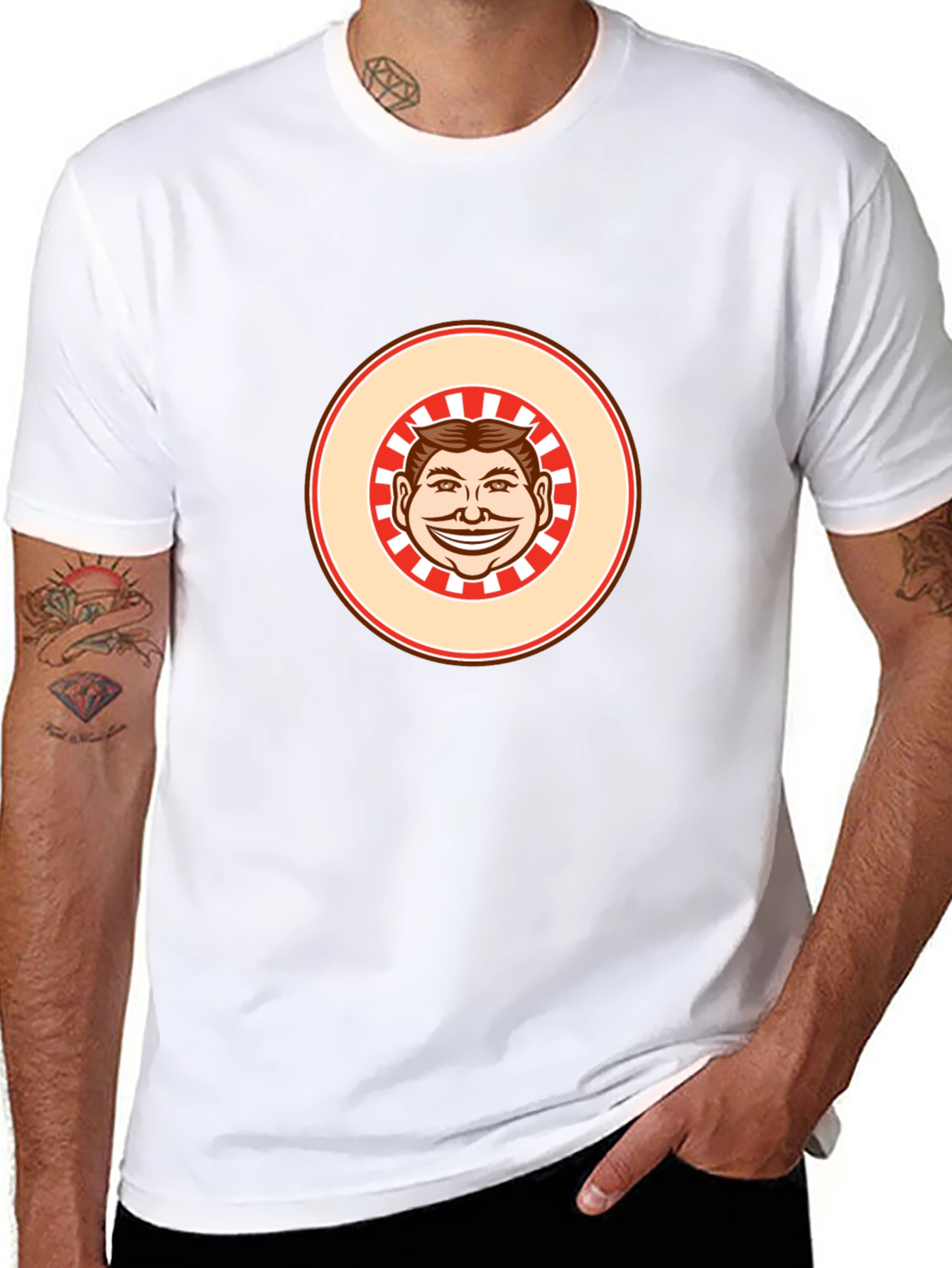 Black T-shirt with Smiling Man Graphic