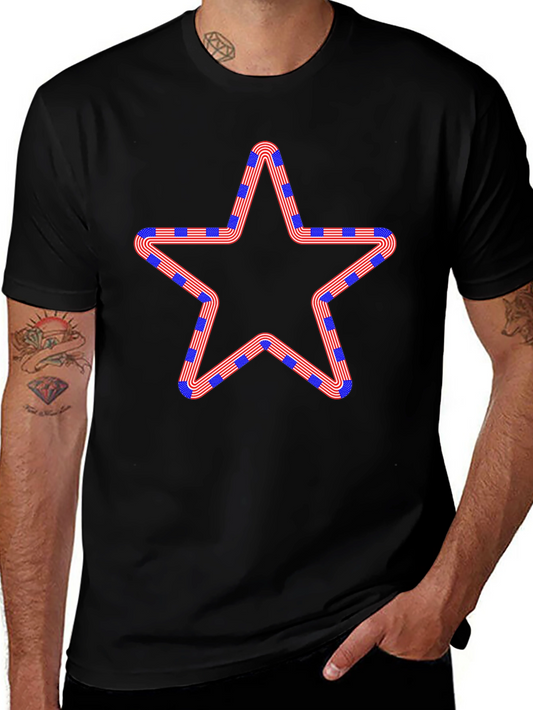 Patriotic Star Graphic Black T-Shirt