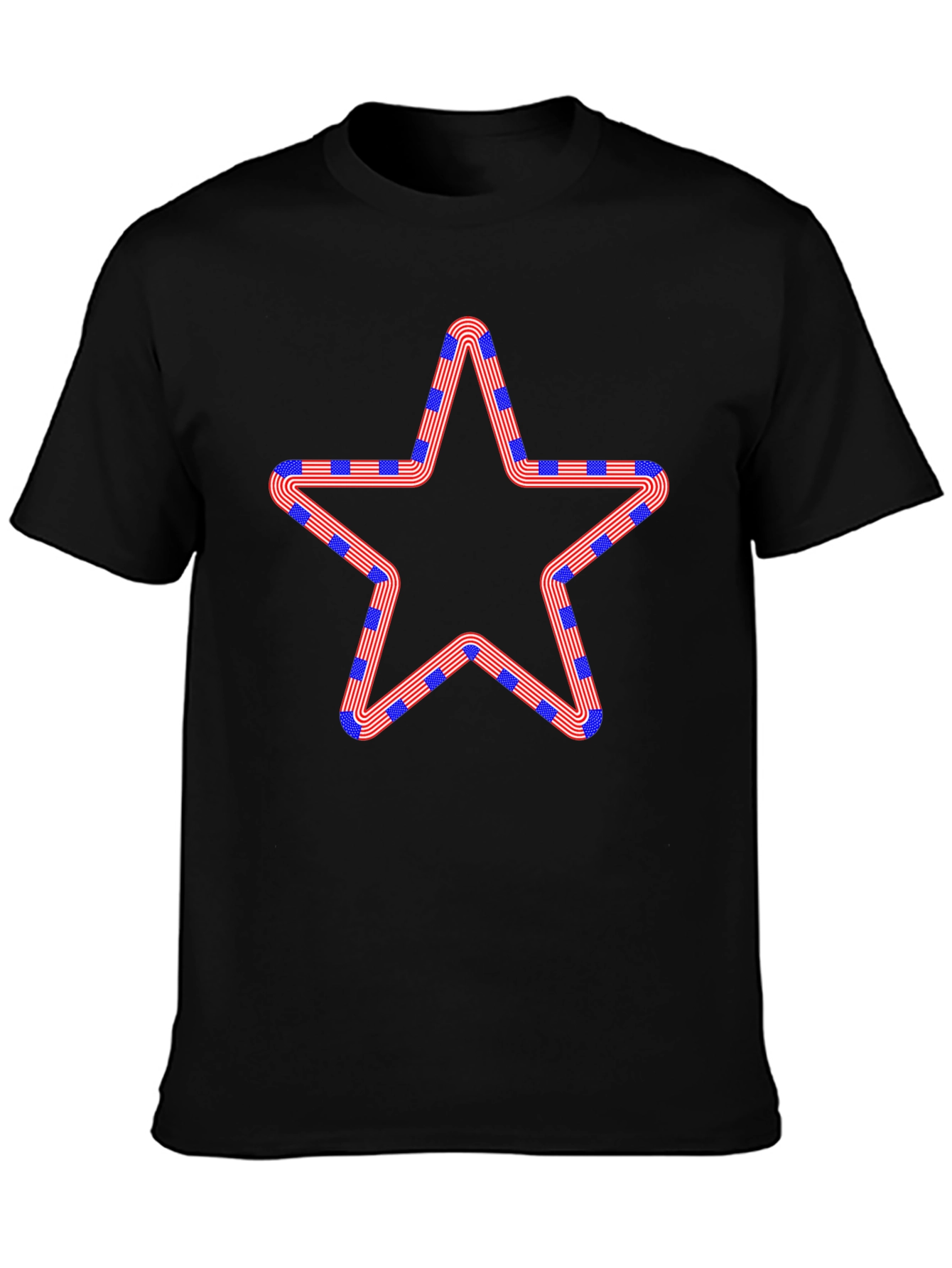 Patriotic Star Graphic Black T-Shirt