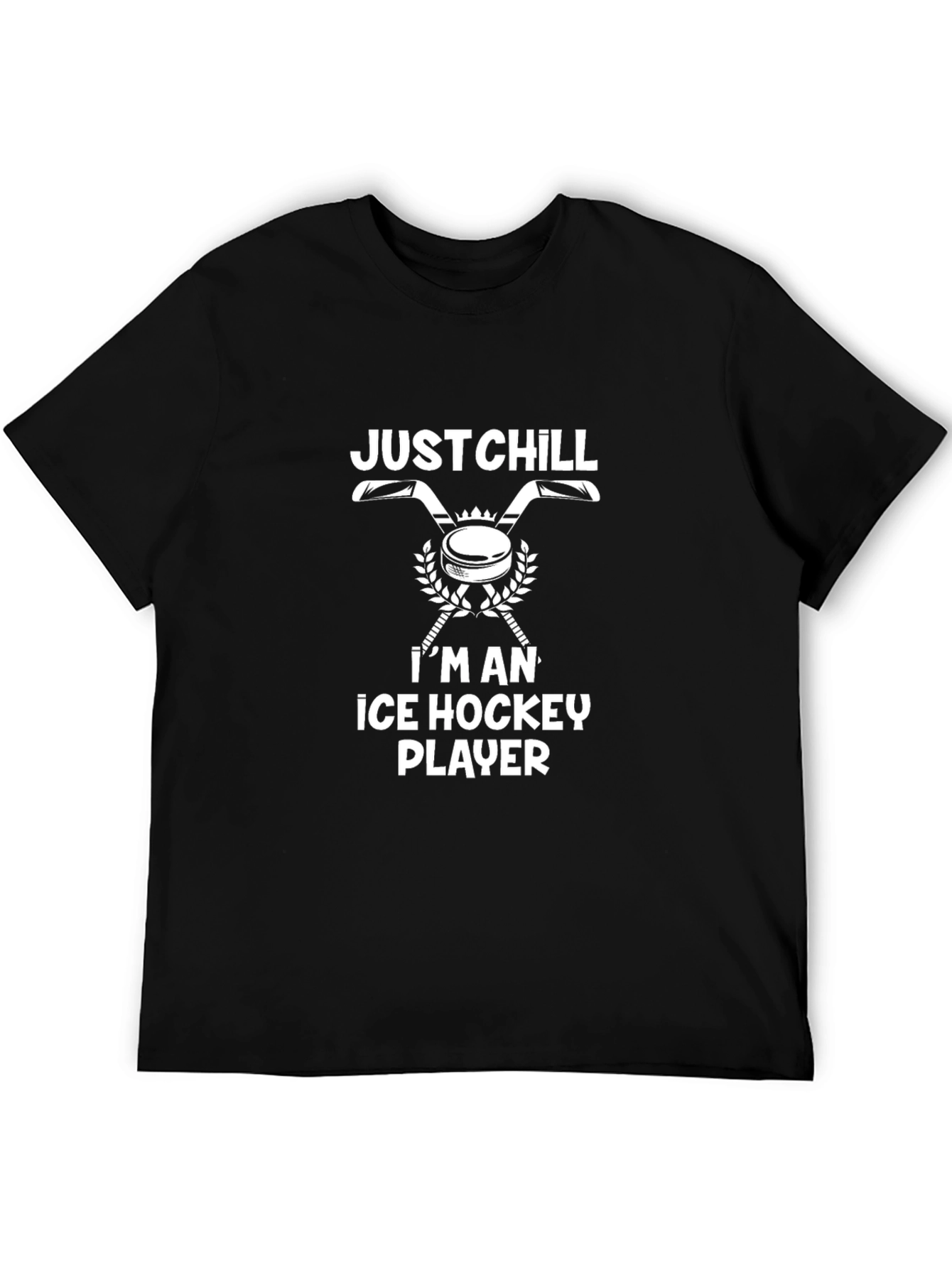Just Chill Ice Hockey Player Graphic T-Shirt