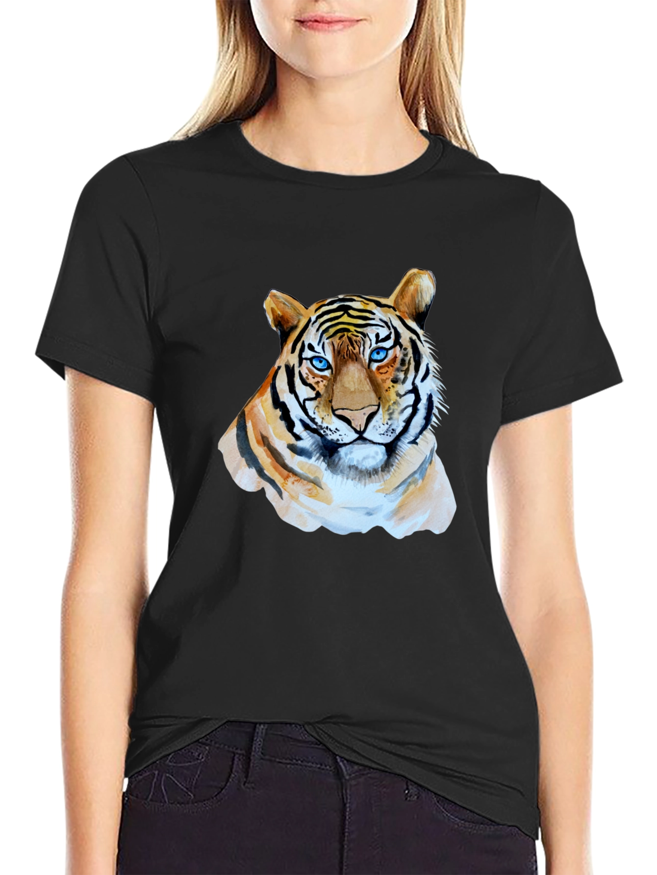 Tiger Graphic T-Shirt - Mens Black Crew Neck Tee